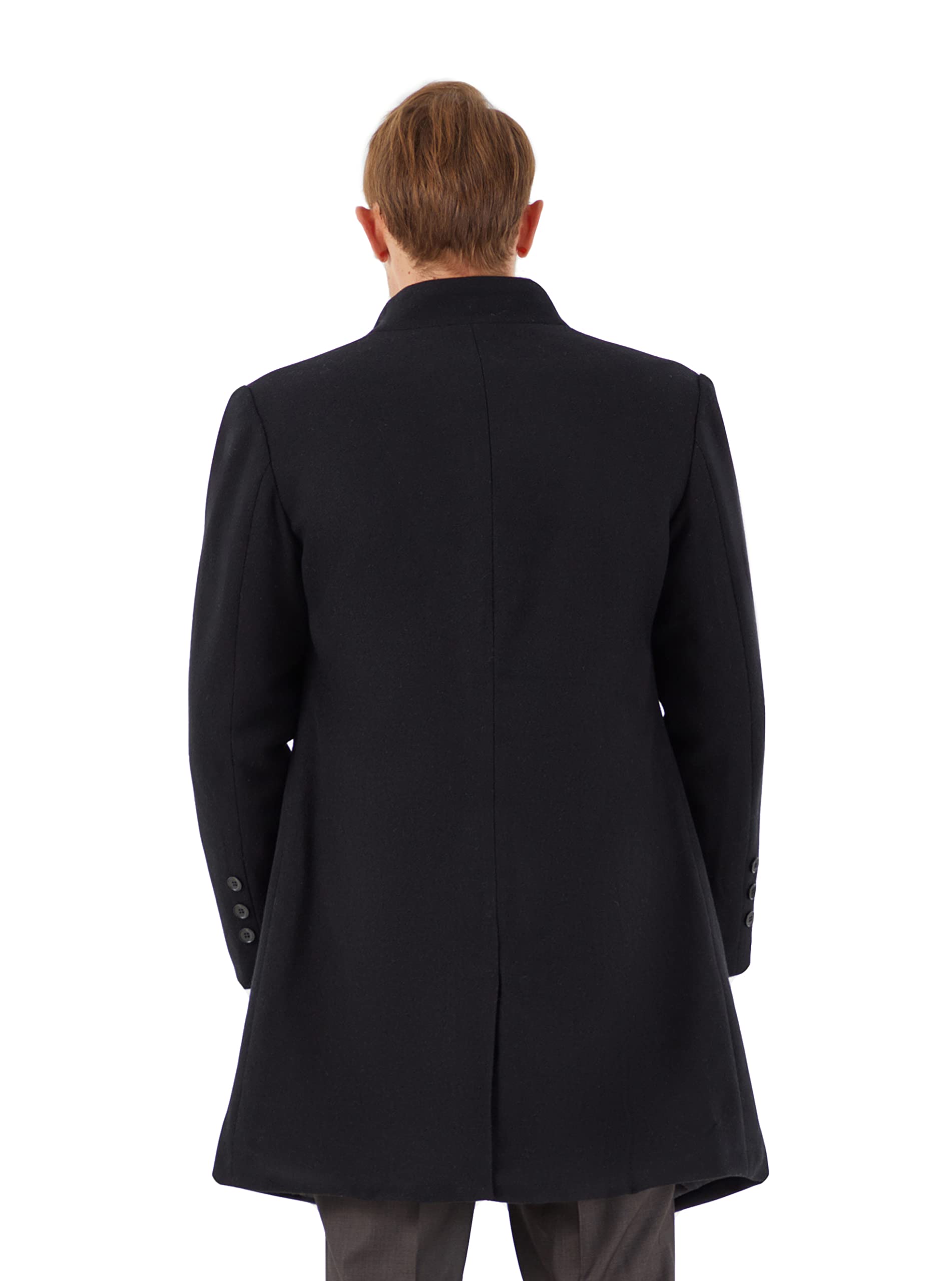 WULFUL Men's Slim Fit Wool Trench Coat - Warm Winter Overcoat for Business, Office & Formal Occasions