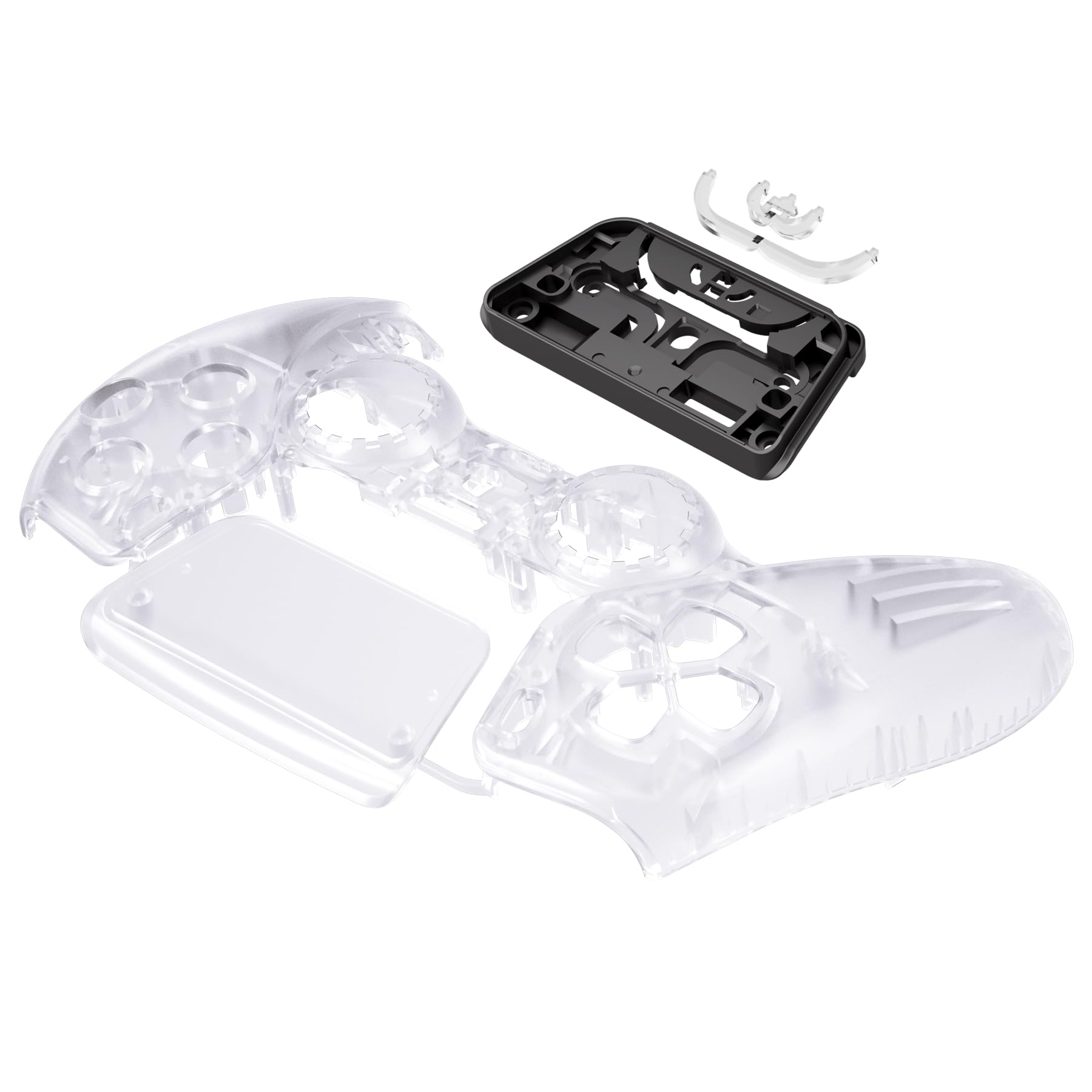 eXtremeRate Clear PS5 Controller Shell Replacement Kit - Full Set with Buttons & Touchpad Cover for BDM-030/040/050 Models | Custom Decorative Front & Back Plates | Gaming Accessories for Enhanced PS5 Experience
