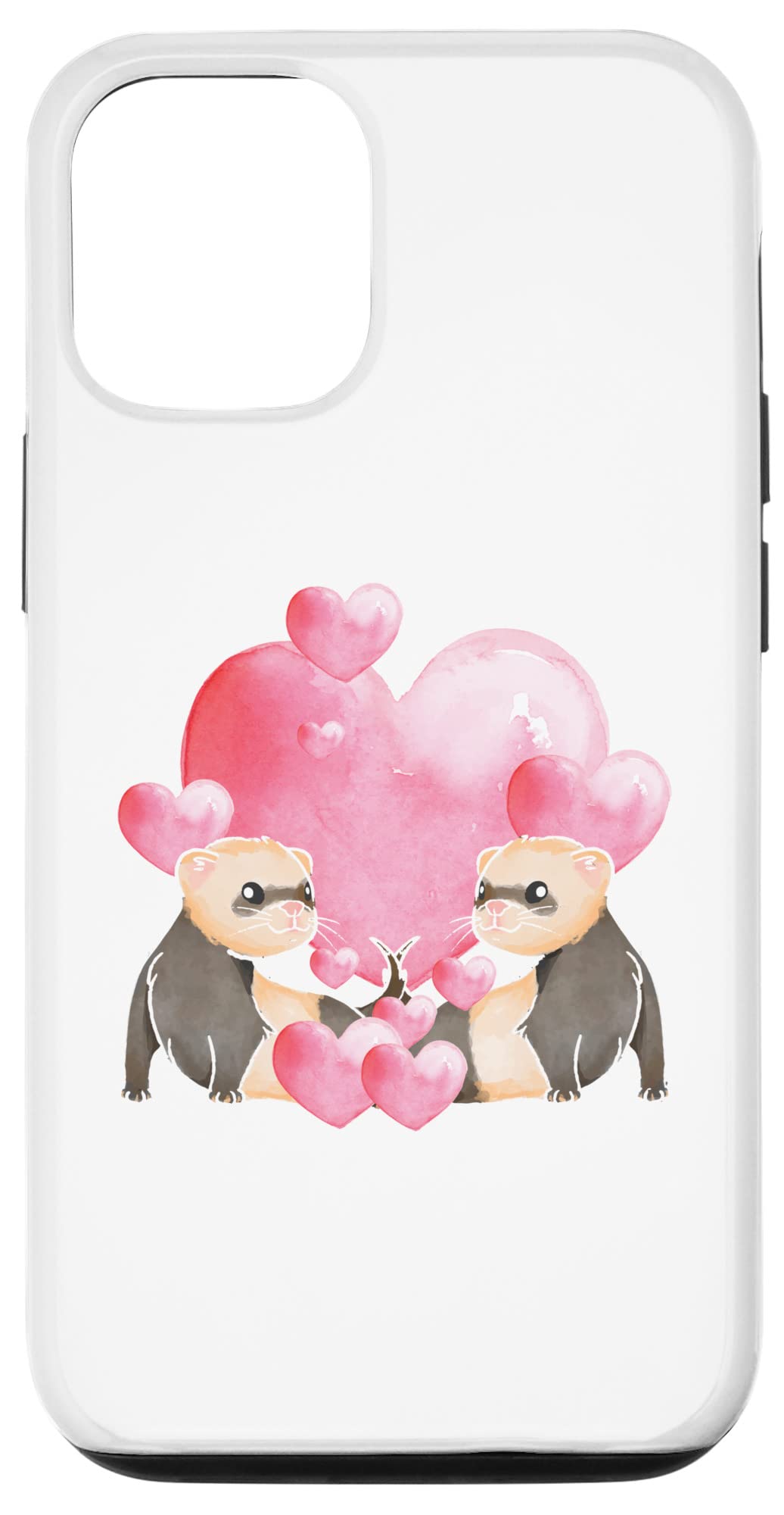 iPhone 12/12 Pro Ferret Couple Case - Cute Ferret Zoo Animal Lover Phone Cover for Women & Men - Perfect Gift for Ferret Owners & Animal Lovers (Home, Office, Travel)