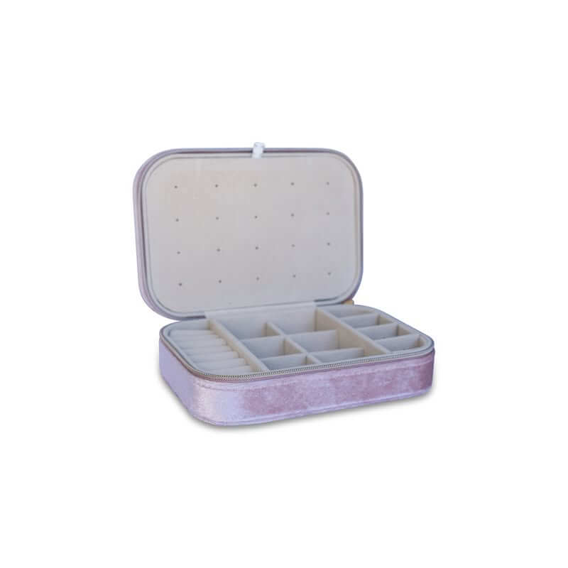 Luxury Crushed Velvet Jewelry Box - Compact Travel Jewelry Organizer with Mirror | Perfect for Home Storage, Travel & Gift Giving
