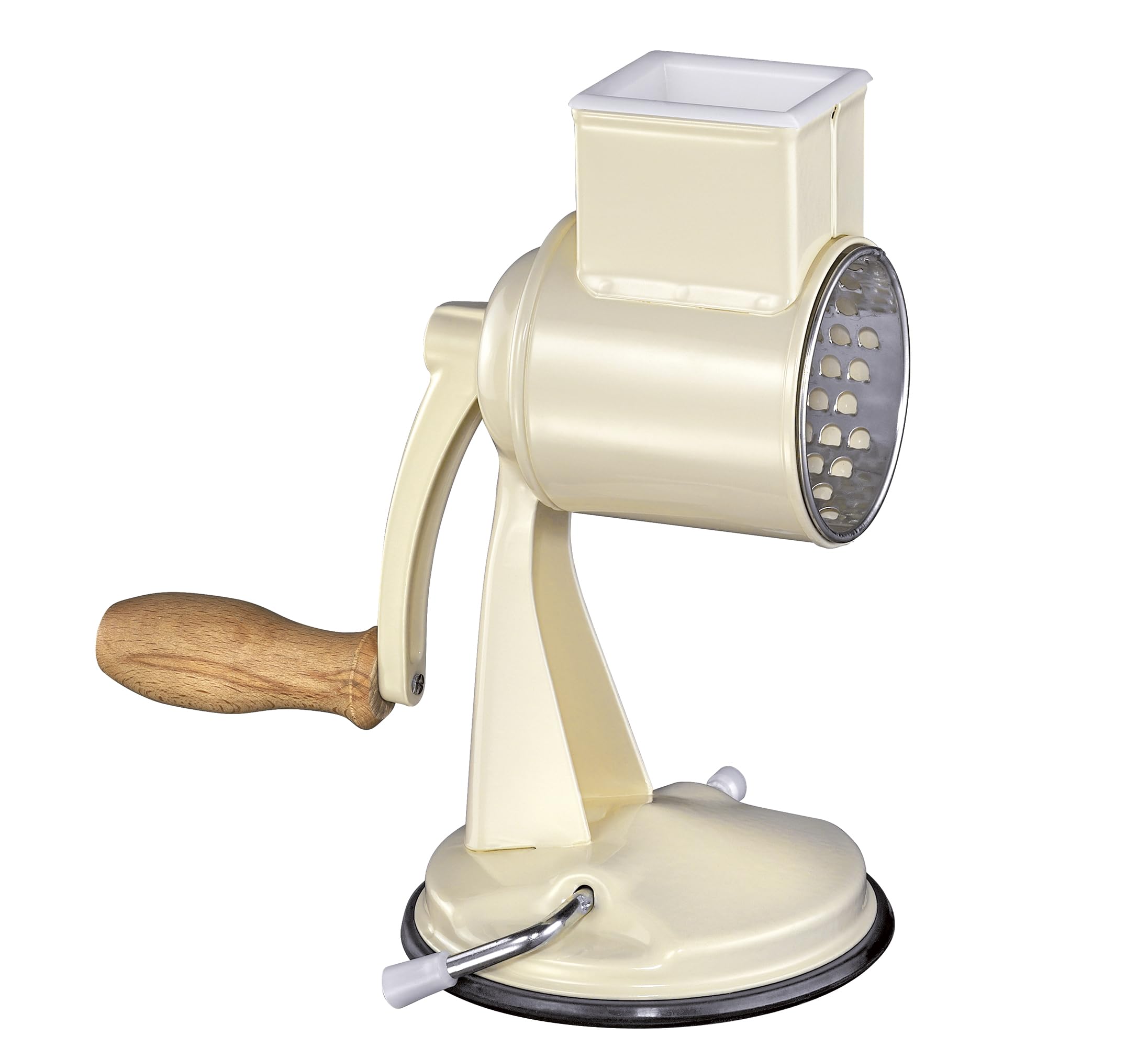 Zassenhaus Classic Manual Kitchen Grater - Stainless Steel Drum Grater with Beech Wood Base, 2 Grating Drums & Pestle - Perfect for Grating Cheese, Slicing Vegetables & More - Ideal for Home Cooking, Meal Prep & Gourmet Recipes