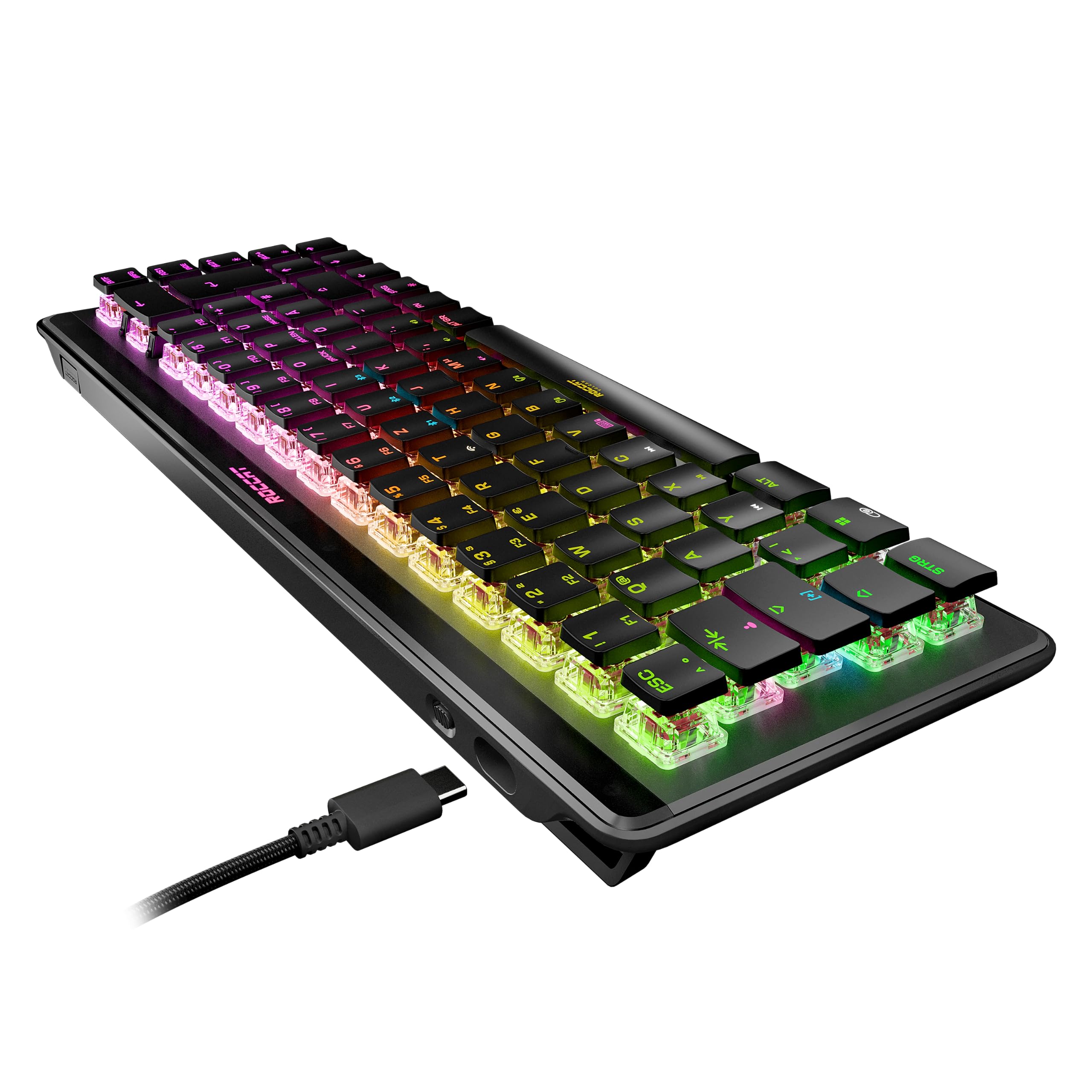 ROCCAT Vulcan II Mini Air 65% Wireless Mechanical Gaming Keyboard - Customizable RGB Lighting, Detachable Cable, Titan II Linear Switches, Aluminum Frame, Black - Perfect for Competitive Gaming & Esports