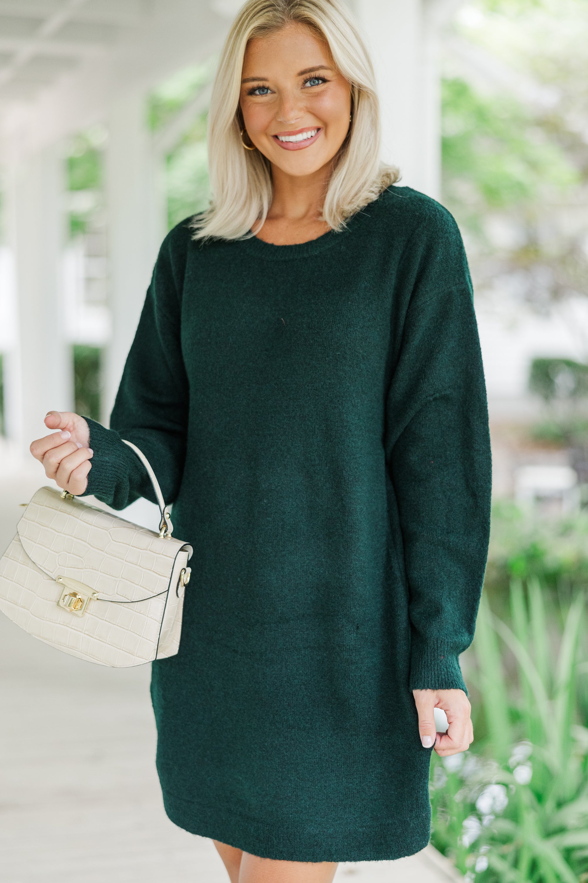 Stylish Emerald Green Sweater Dress for Women | Soft & Comfortable Knitwear | Perfect for Fall/Winter Fashion, Date Nights & Holiday Parties