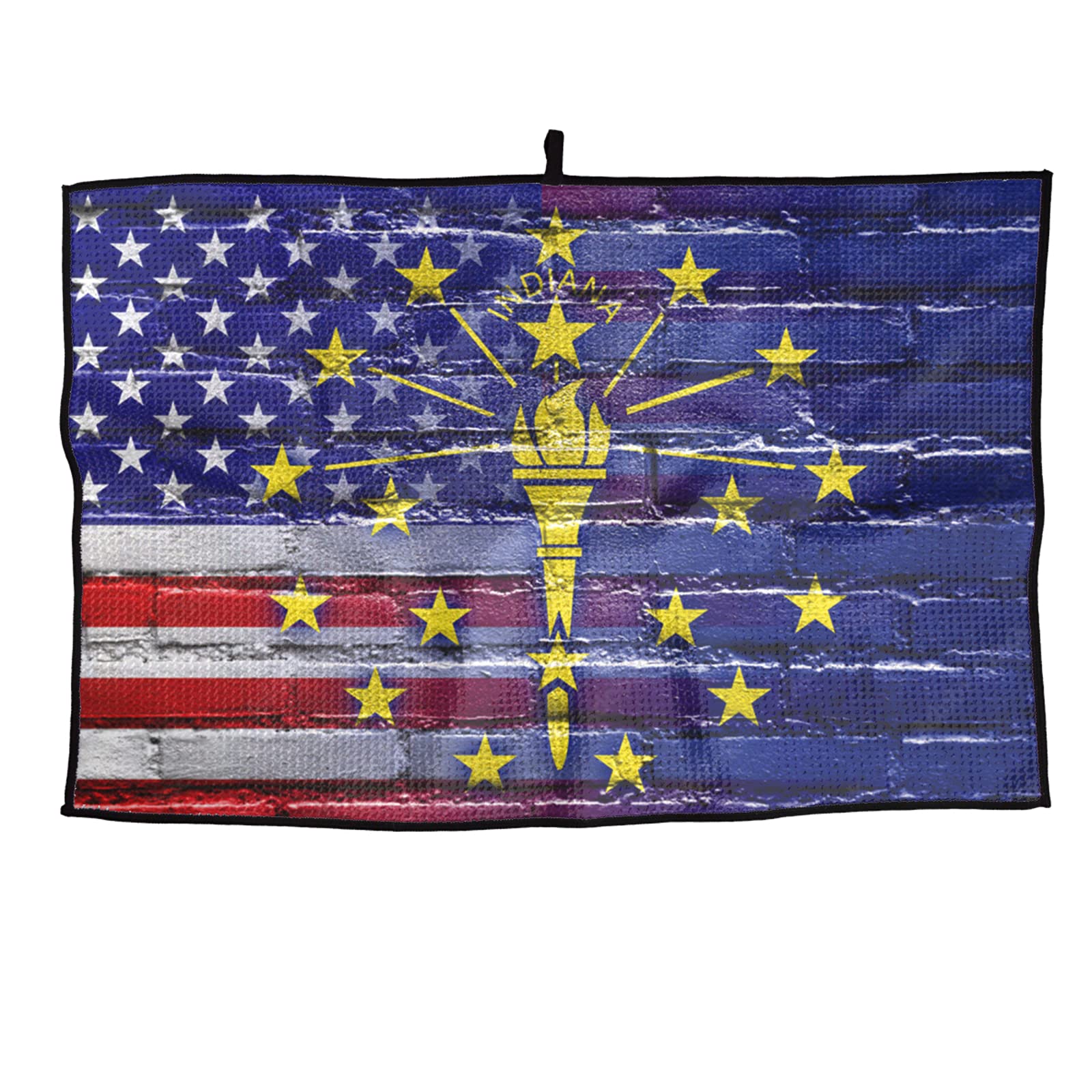 American Indiana State Flag Graffiti Design Golf Towel - 23.6 Inch Quick-Dry Sports Towel for Outdoor, Fitness, Travel & Swimming | Perfect for Golfers, Gym Enthusiasts & Beach Trips