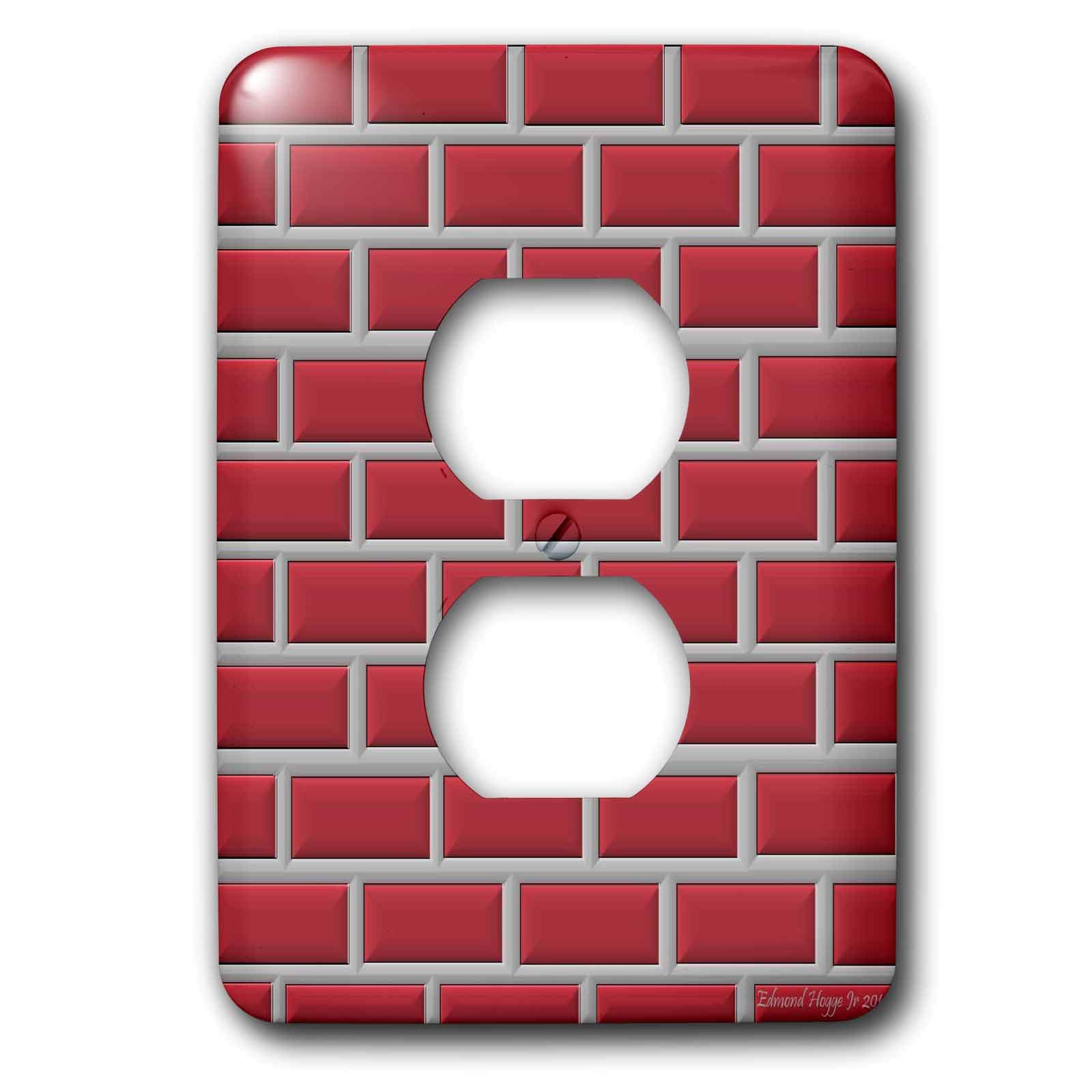 3D Rose Brick Wall Design 2 Plug Outlet Cover - Decorative Electrical Outlet Cover Plate for Home, Office & Cafe Decor