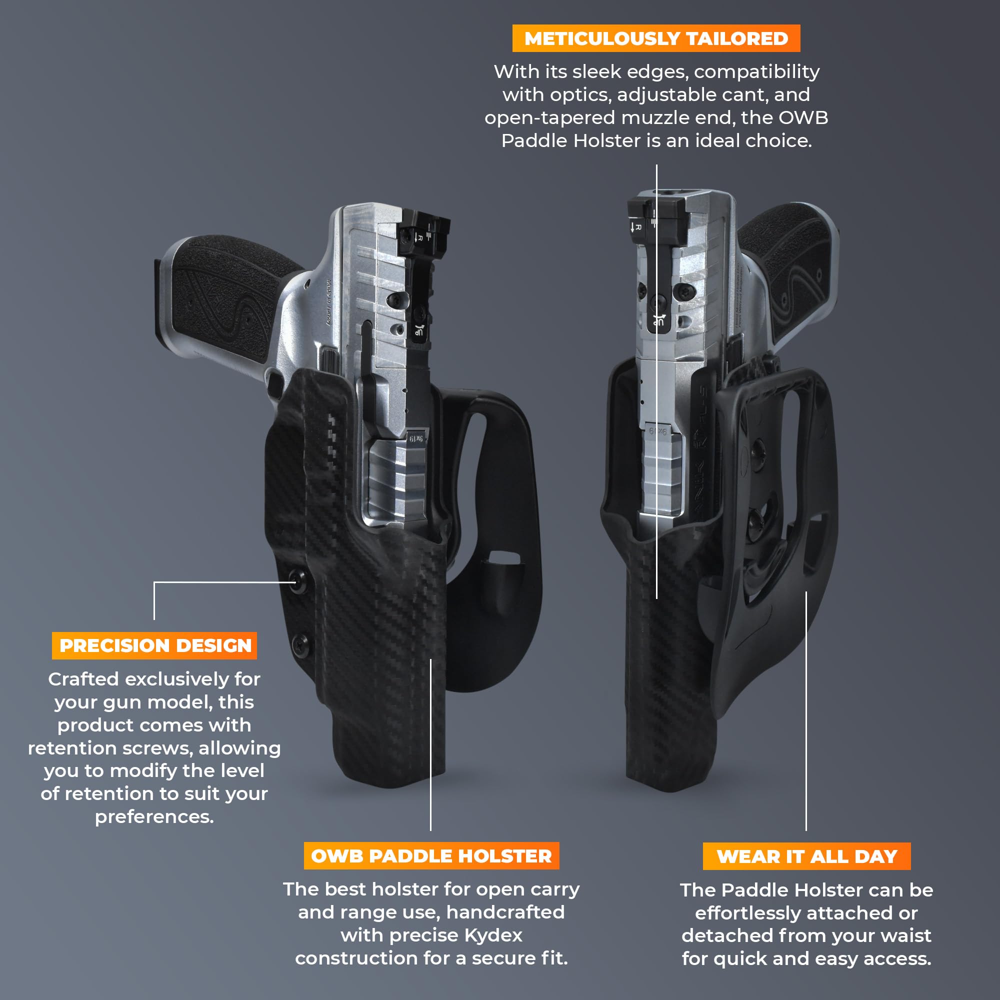 OWB Paddle Holster for CZ 75 SP-01 - Comfortable Outside Waistband Gun Holster for Concealed Carry & Range Training | Durable & Secure Pistol Holder for Everyday Use