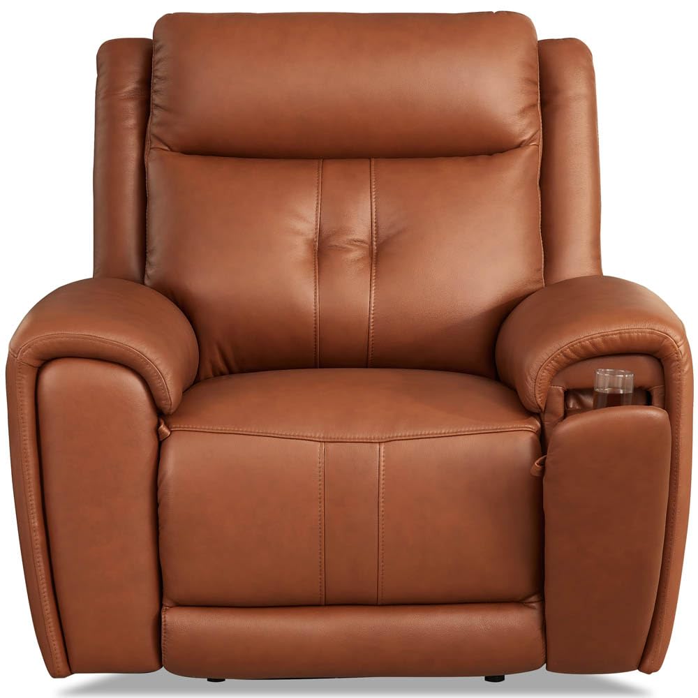 Hydeline Emma Power Headrest Top Grain Leather Zero Gravity Recliner with Built-in USB Ports - Cinnamon Brown - Perfect for Living Room, Home Theater, and Office Relaxation