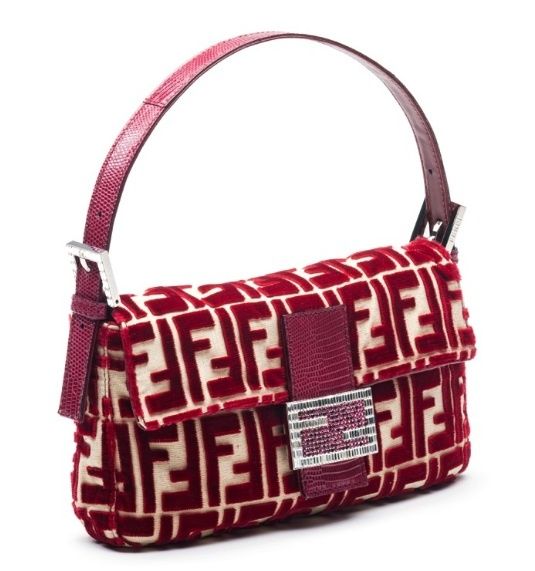 Vintage 1997 Fendi Red Silk Velvet Baguette Bag - Rare Designer Handbag for Women | Perfect for Evening Parties, Weddings & Special Occasions