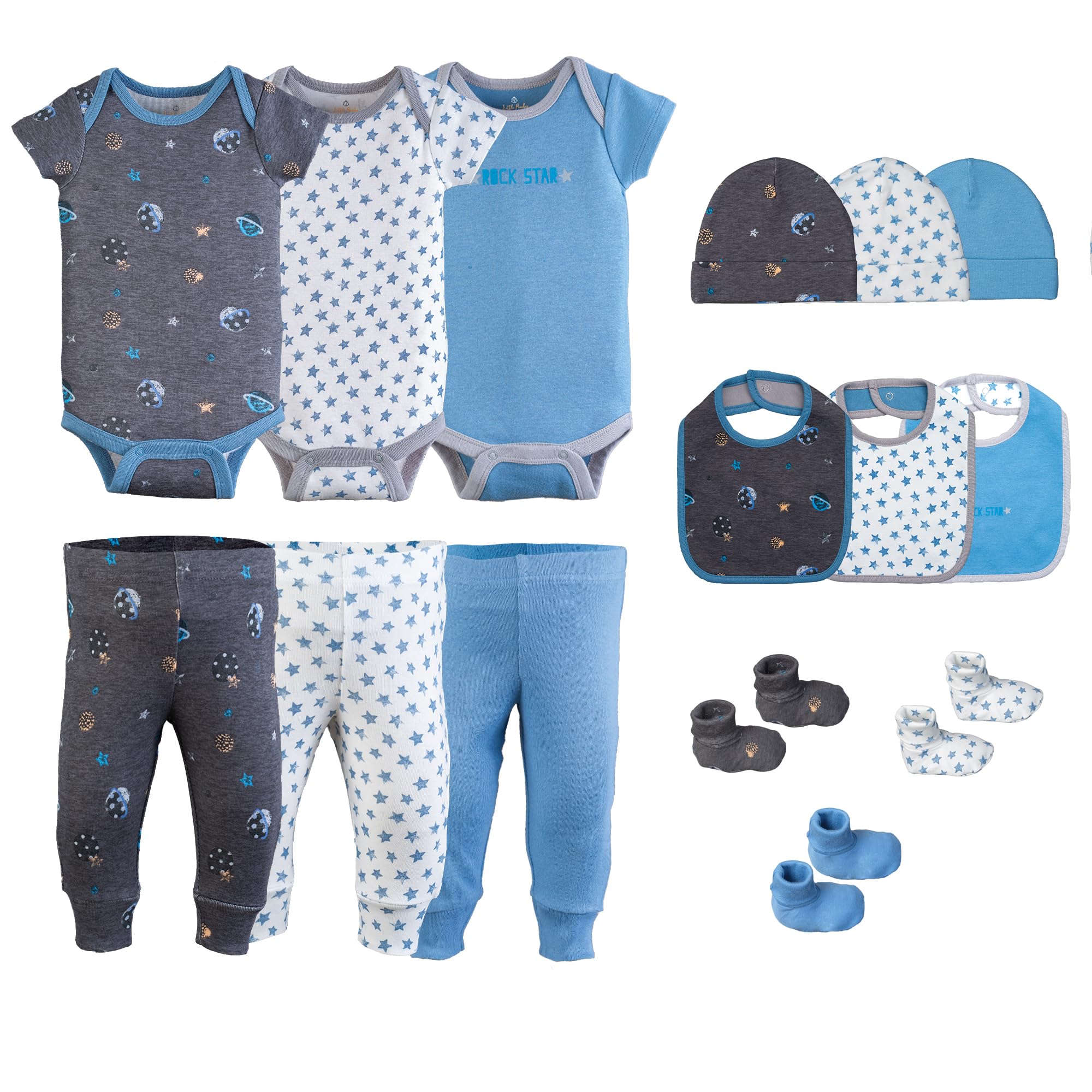 Newborn Baby Clothes Gift Set for Girls & Boys 0-3 Months - Soft Cotton Layette with Hat & Mittens | Perfect for Hospital, Photo Shoots & First Outings