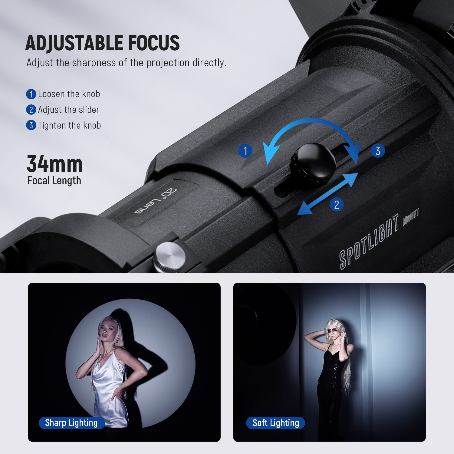 NEEWER LS 39 20° Bowens Mount Spotlight Snoot for Photography & Video Lighting - Perfect for Studio, Portrait, and Product Shoots