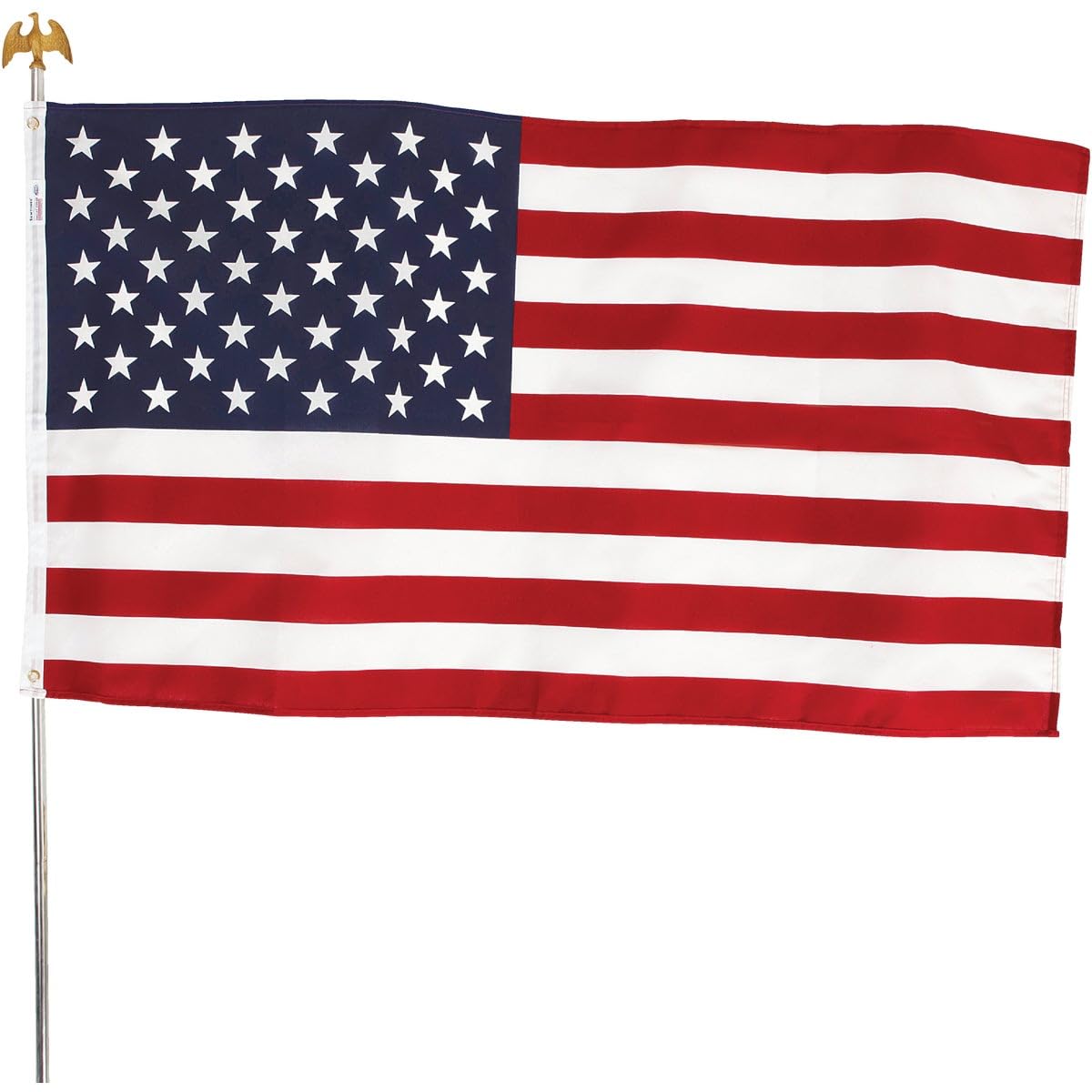 Valley Forge Flag AA-US1-1 Heavy Duty Polyester American Flag Set - 3x5 ft USA Flag with Embroidered Stars & Sewn Stripes - Perfect for Outdoor, Home, School, and Patriotic Events