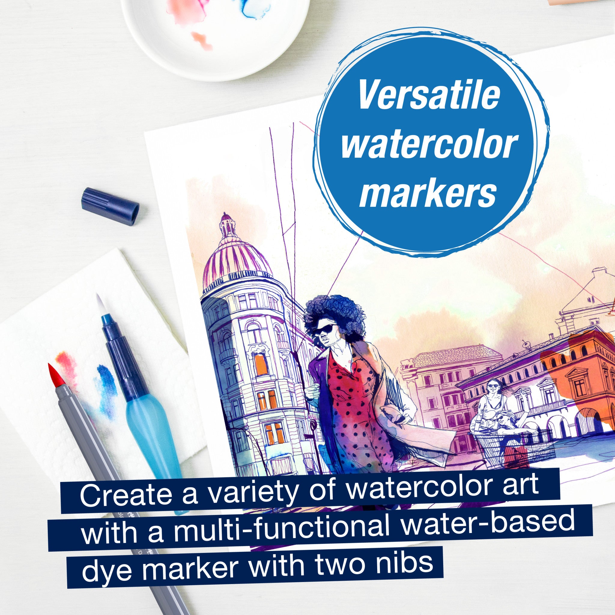 Goldfaber Aqua Dual Tip Brush Markers - 6-Pack Lettering Set for Calligraphy, Hand Lettering & Art Projects (Perfect for Bullet Journals, Scrapbooking & DIY Crafts) #164524
