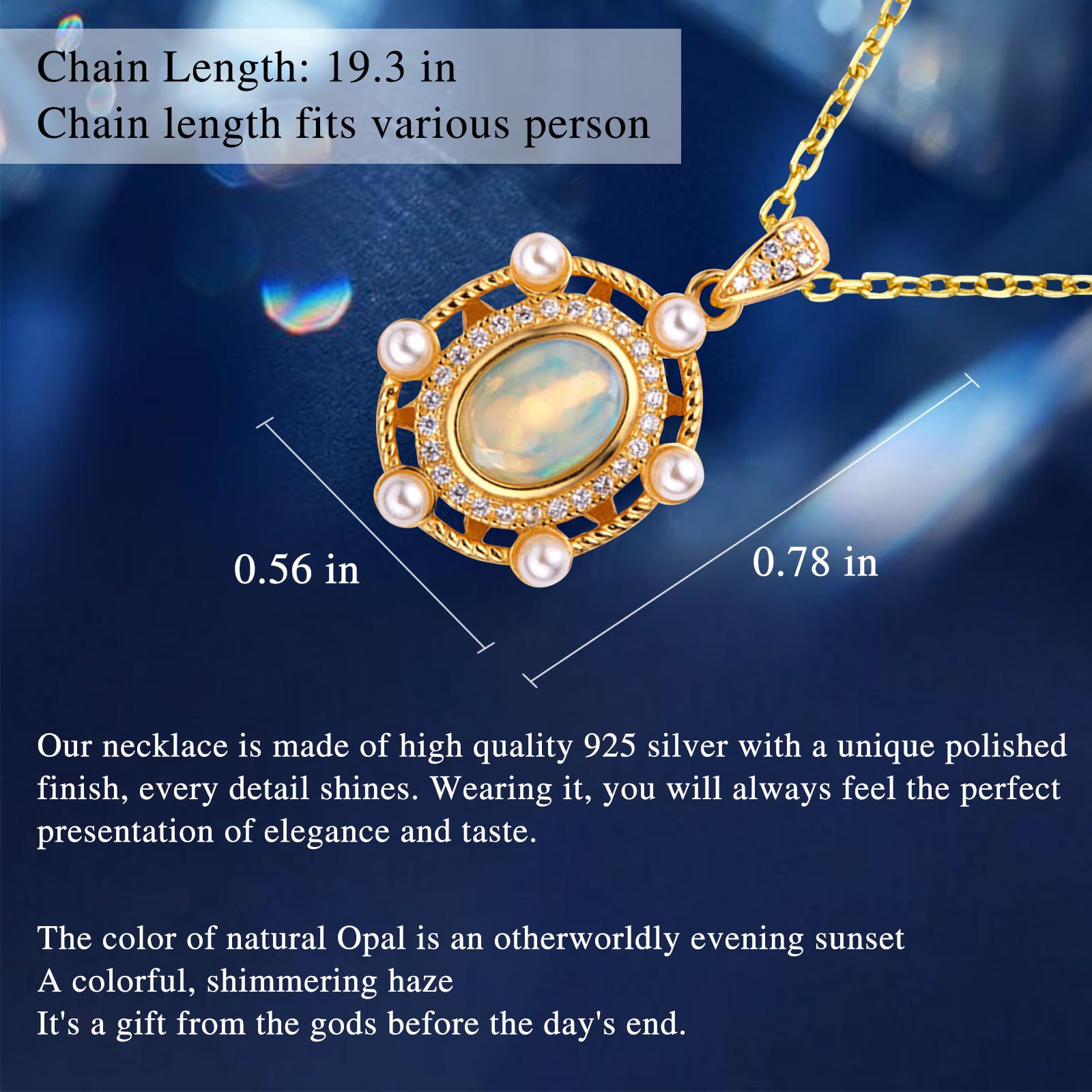 925 Sterling Silver Opal & Pearl Birthstone Necklace - Elegant Jewelry Gift for Women, Wife, Girlfriend | Perfect for Anniversary, Birthday, Mother's Day, Valentine's, Christmas & Retirement Gifts | Office Employee Appreciation Present | Everyday Wear & Special Occasions