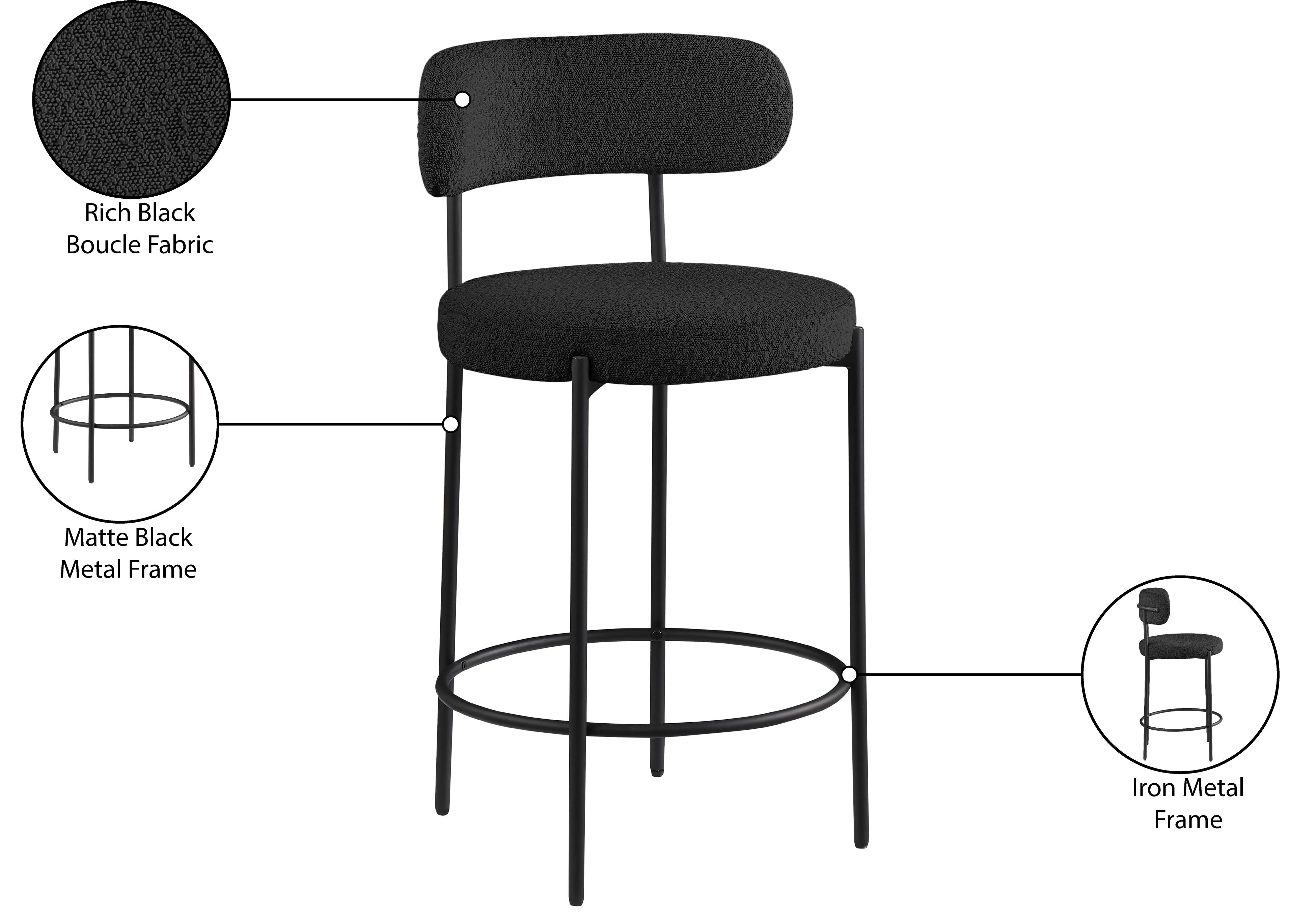 Beacon Boucle Fabric Stool - Modern Round Accent Chair with Soft Textured Upholstery for Living Room, Bedroom & Office Decor