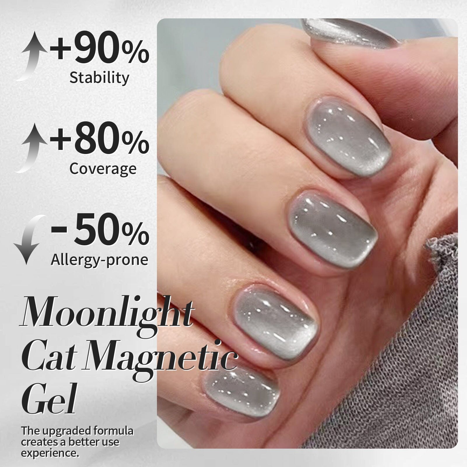 Gray Moonlight Cat Magnetic Gel Polish 15ml - Long Lasting Nail Polish for Manicure & Pedicure - Perfect for Salon, Home Use & Gift Giving