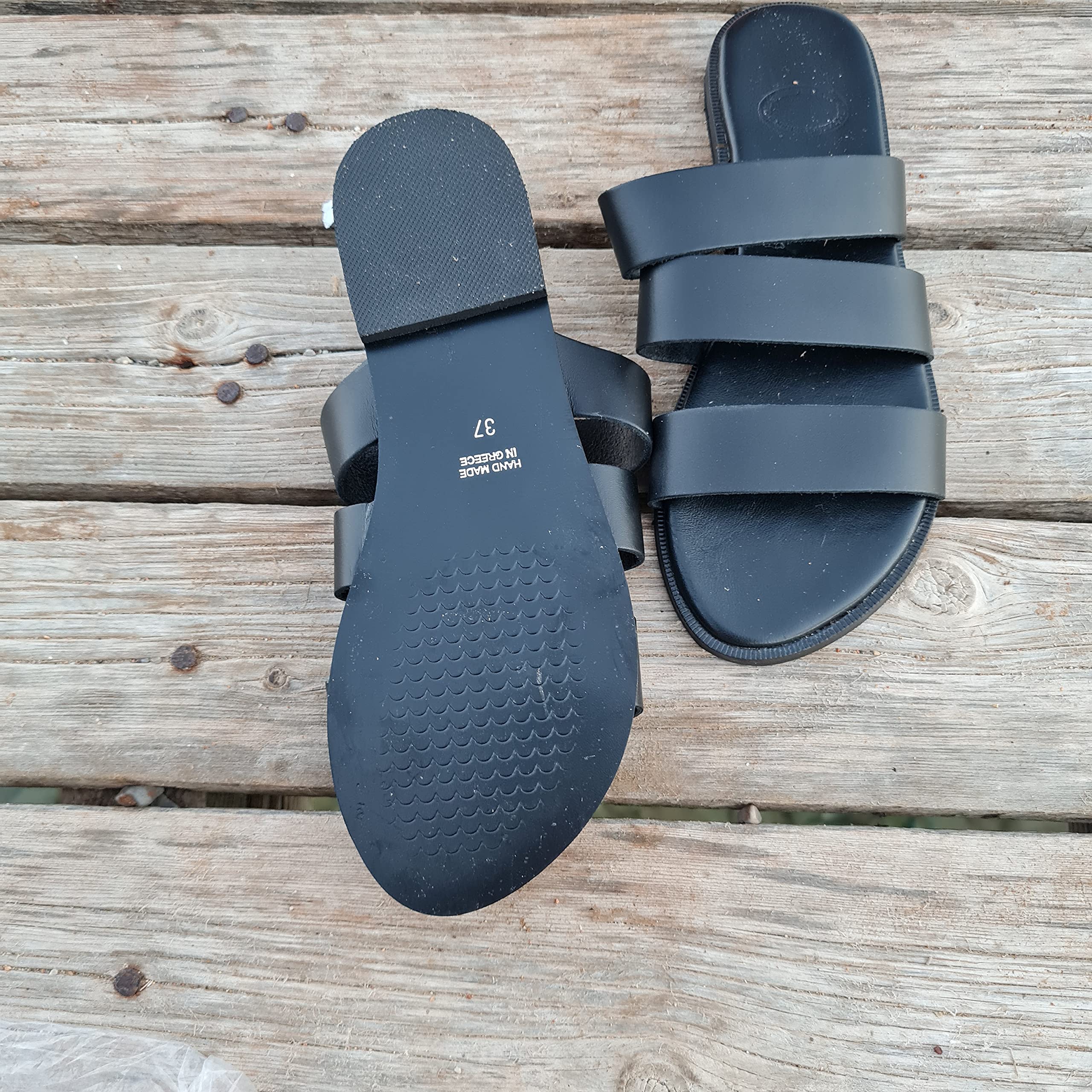 **Handmade Black Greek Leather Sandals for Women – Strappy Gladiator Slip-On Sandals – Summer Beach Wedding Sandals – Classic Ancient Greek Style – Perfect for Casual Outings, Vacations & Boho Fashion (Size 8, Black)**