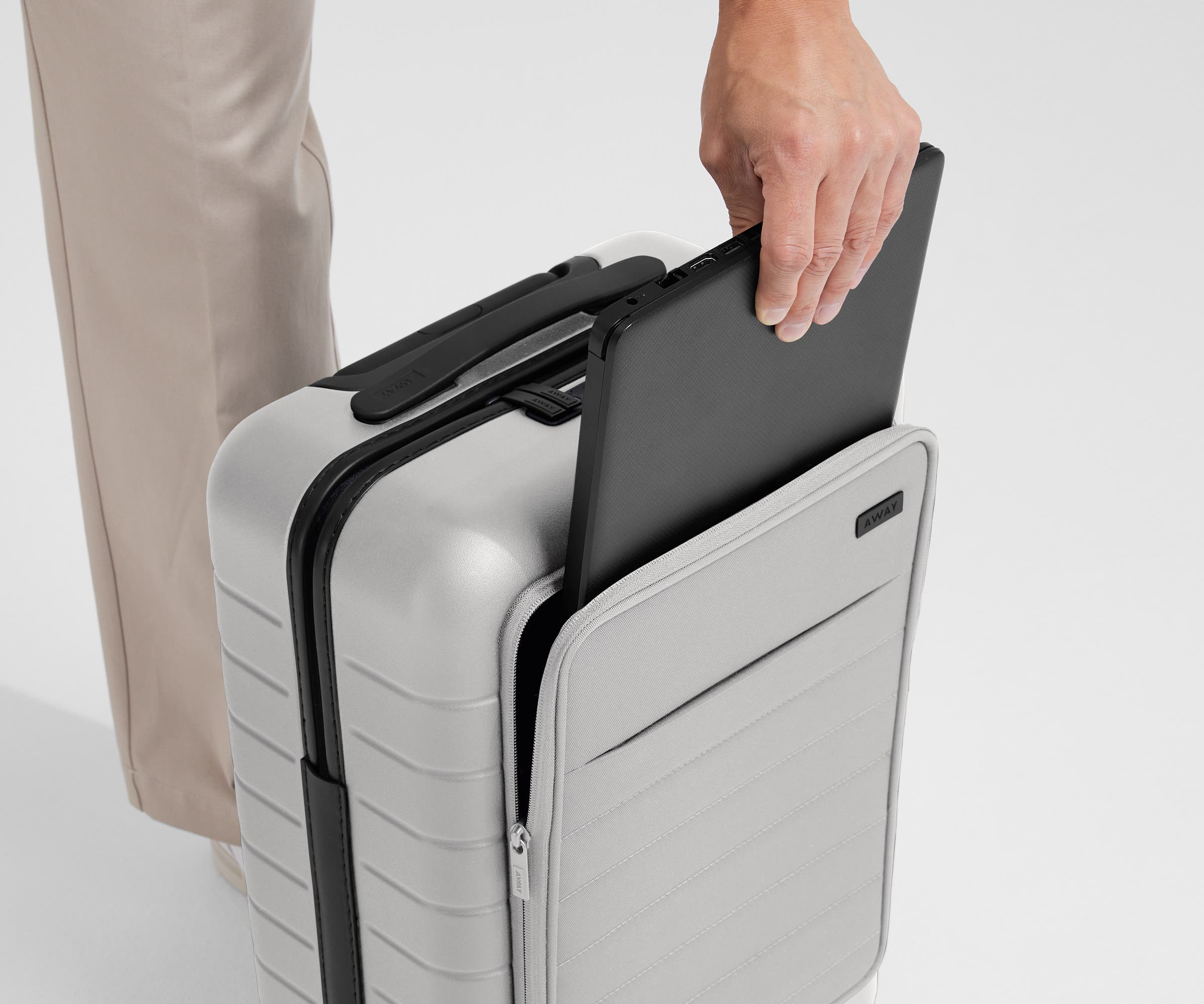 Premium The Executive Carry On Luggage in Cloud Gray - Lightweight & Durable Suitcase for Business Travel & Weekend Getaways