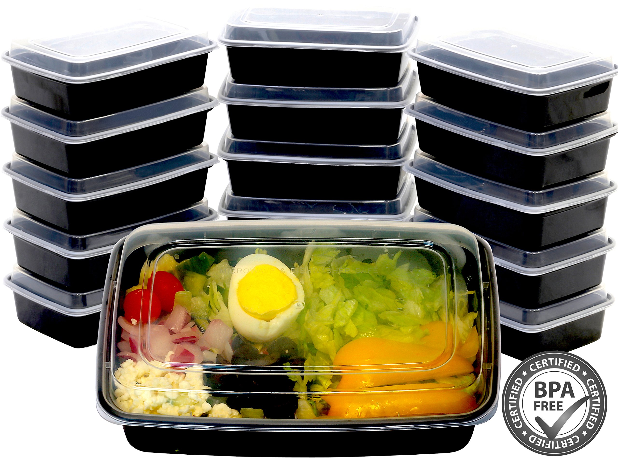 16-Pack SimpleHouseware 1-Compartment BPA-Free Food Storage Containers - 28oz Meal Prep Boxes for Lunch, Leftovers & Kitchen Organization (Dishwasher & Freezer Safe)