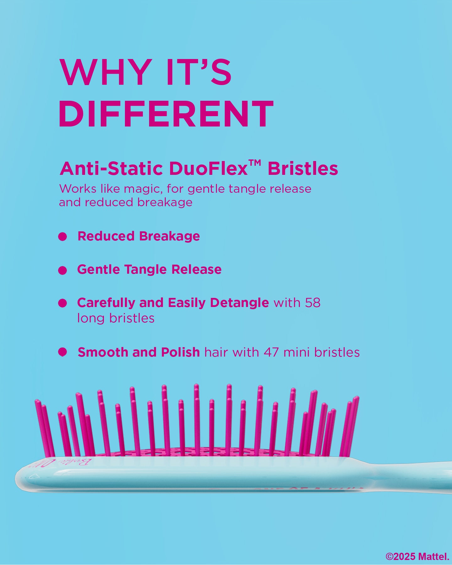 UNbrush Barbie Detangling Brush - One of a Kind Hair Brush for Kids & Adults - Perfect for Wet/Dry Hair, Travel & Home Use