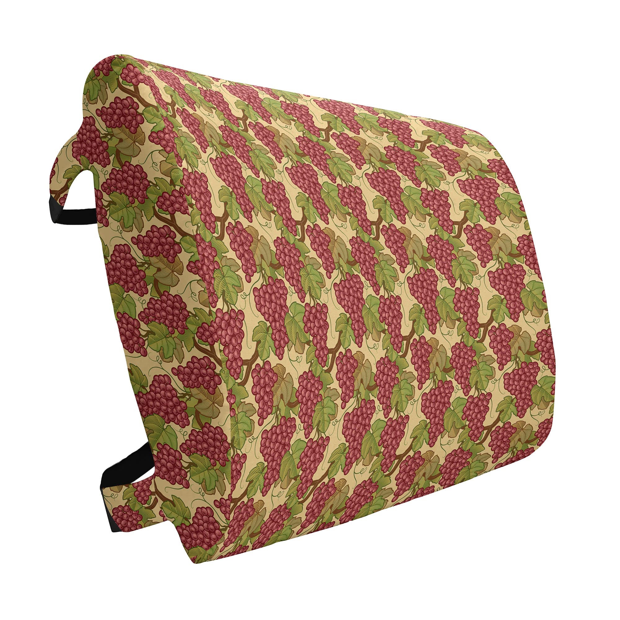 Lunarable Vine Lumbar Support Pillow - High Density Foam for Office Chair & Car Seat - 14x13 Inch - Harvest Fruit Grapes Leaves Retro Nature Design - Perfect for Back Pain Relief at Work or Long Drives