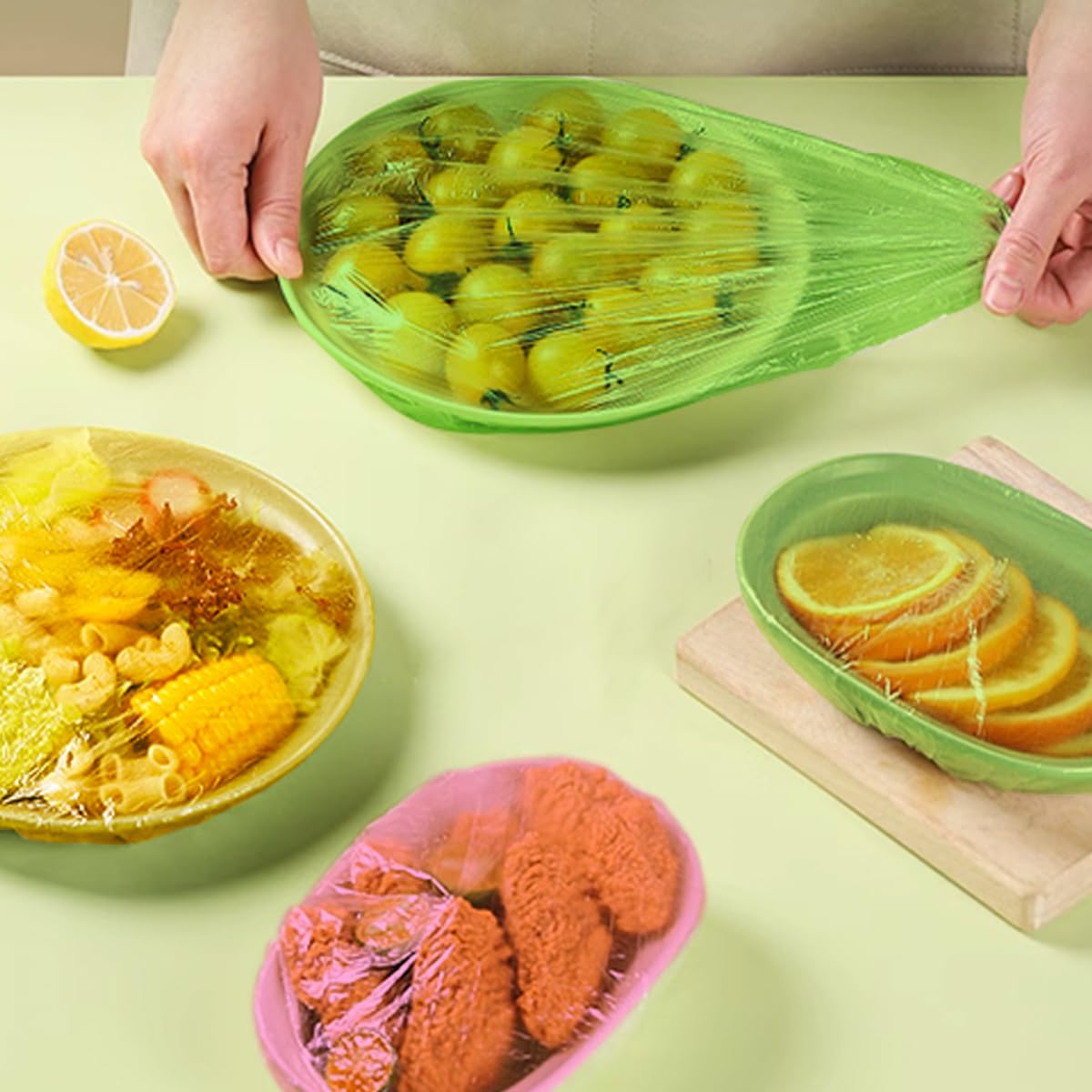 Elastic Food Storage Covers - Reusable Plastic Wrap & Foil Alternative for Bowls - Set of 3 Sizes (120 Count) - Perfect for Bread Proofing, Outdoor Picnics & Meal Prep