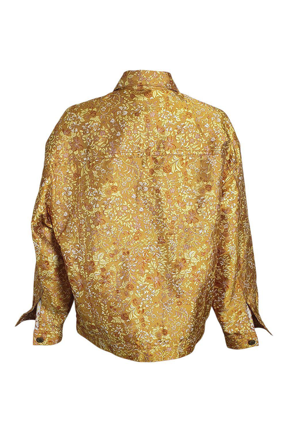 LITKOVSKAYA Women's Rising Sun Yellow Silk Blend Floral Print Jacket - Size 36 (UK 10 | US 6) - Elegant Spring & Summer Outerwear for Casual Outings, Weddings & Special Occasions