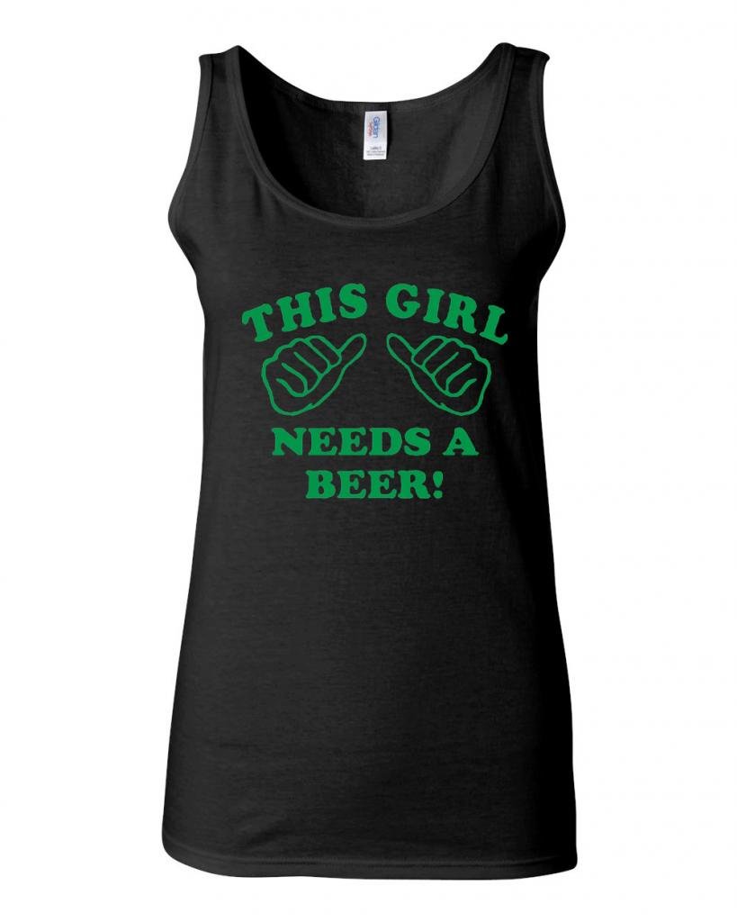 Junior This Girl Needs A Beer! Graphic Novelty Tank Top for Women - Fun Casual Summer T-Shirt for Parties, Beach Outings & Girls Night Out