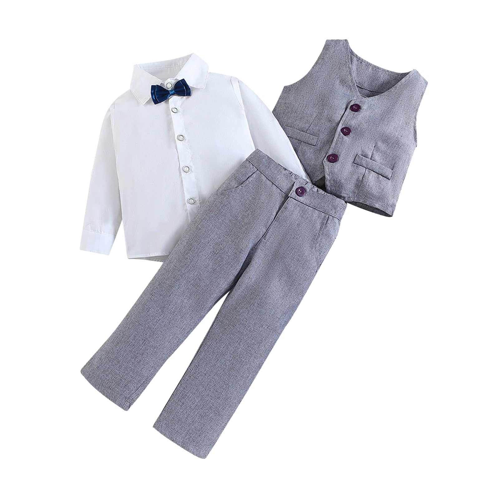 Boys' 3-Piece Wedding Suit Set - Formal Vest, Shirt & Trousers for Little Gentlemen | Perfect for Weddings, Parties & Special Occasions