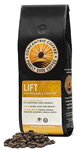 **Concentric Lift Dark Roast Whole Coffee Beans - 12oz (340g) Bag for Cold Brew, Iced Coffee & Pour Over - Rich Peony Aroma with Almond Notes - Bold & Smooth Flavor - Perfect for Home Brewing, Office & Gifts**
