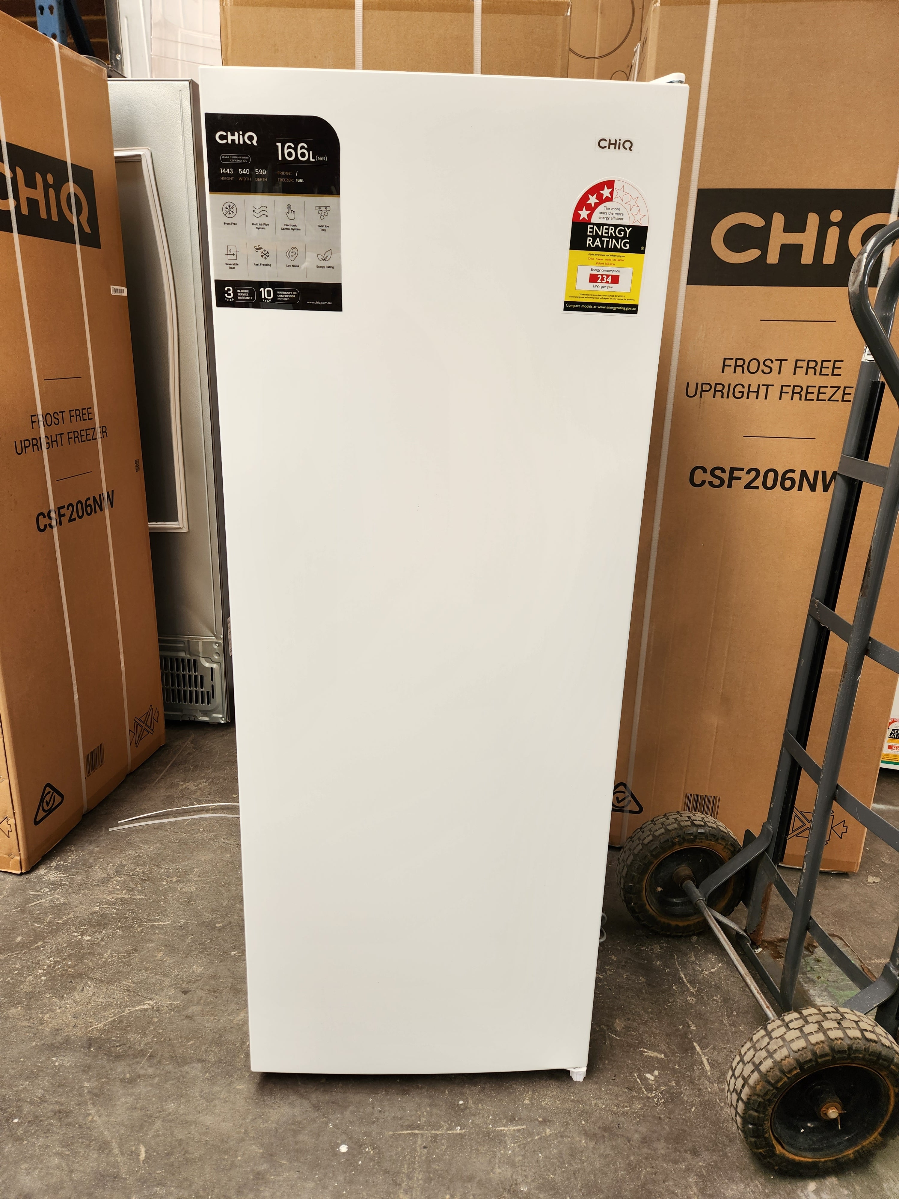 Brand New Dented CHiQ 166L Upright Frost Free Freezer CSF166NW - 5 Year Warranty | Energy Efficient Home & Commercial Deep Freezer for Kitchen, Garage, Restaurant