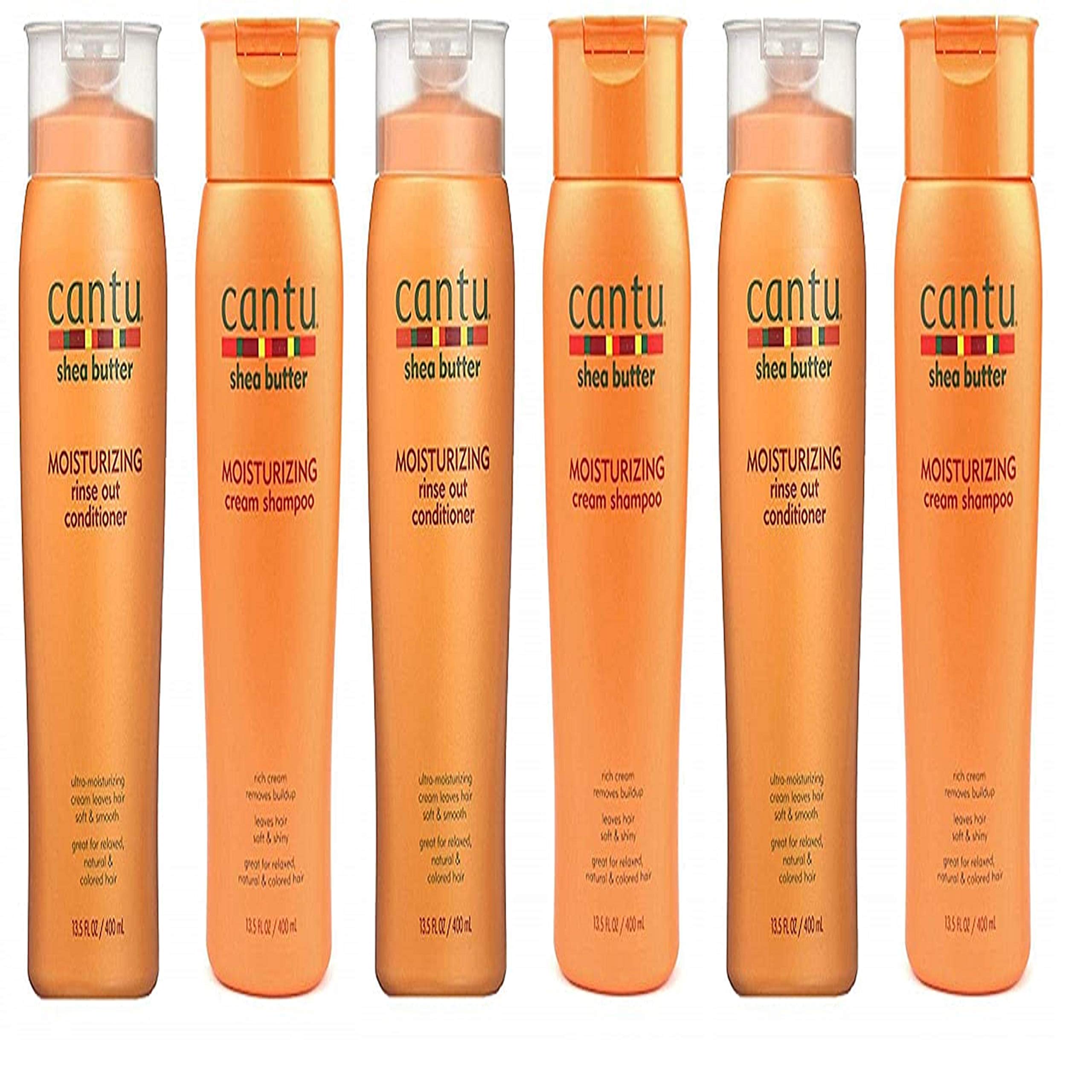 Cantu Shea Butter Moisturizing Cream Shampoo & Conditioner Set - 13.5 oz Each (3 Pack, 6 Total) for Dry, Curly & Natural Hair - Hydrating Hair Care for Daily Use & Salon Results at Home