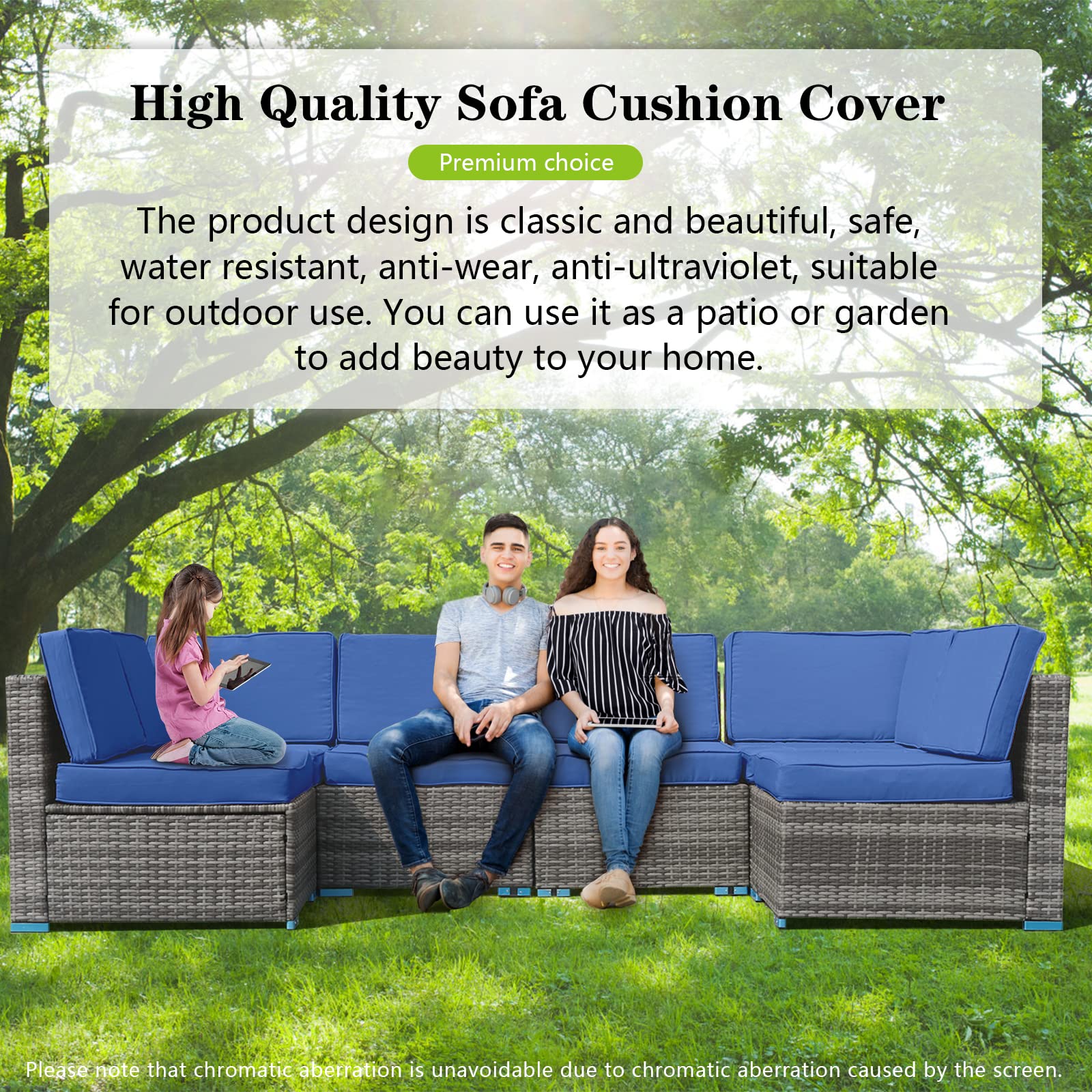 14-Piece Waterproof Outdoor Patio Cushion Covers Set - Replacement Slipcovers for Sofa & Furniture with Zippers (Blue, 23.6×23.6×3.35 inches) - Perfect for Garden, Deck, Poolside & Patio Furniture Protection
