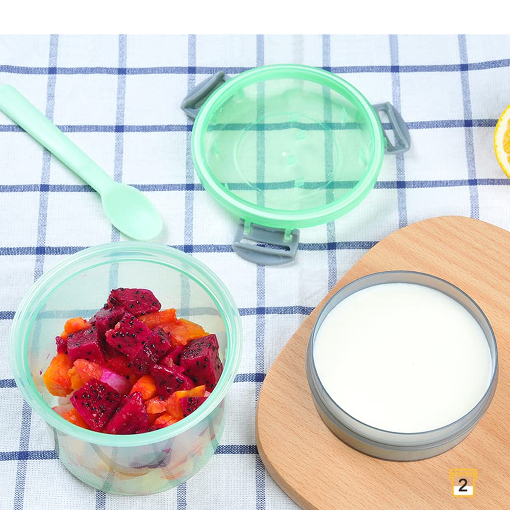 Reusable 20oz Plastic Dessert Cups with Locking Lids & Spoons - Airtight Yogurt, Parfait, Oatmeal & Cereal Storage Containers (Blue) - Perfect for Meal Prep, Snacks, Parties & On-the-Go