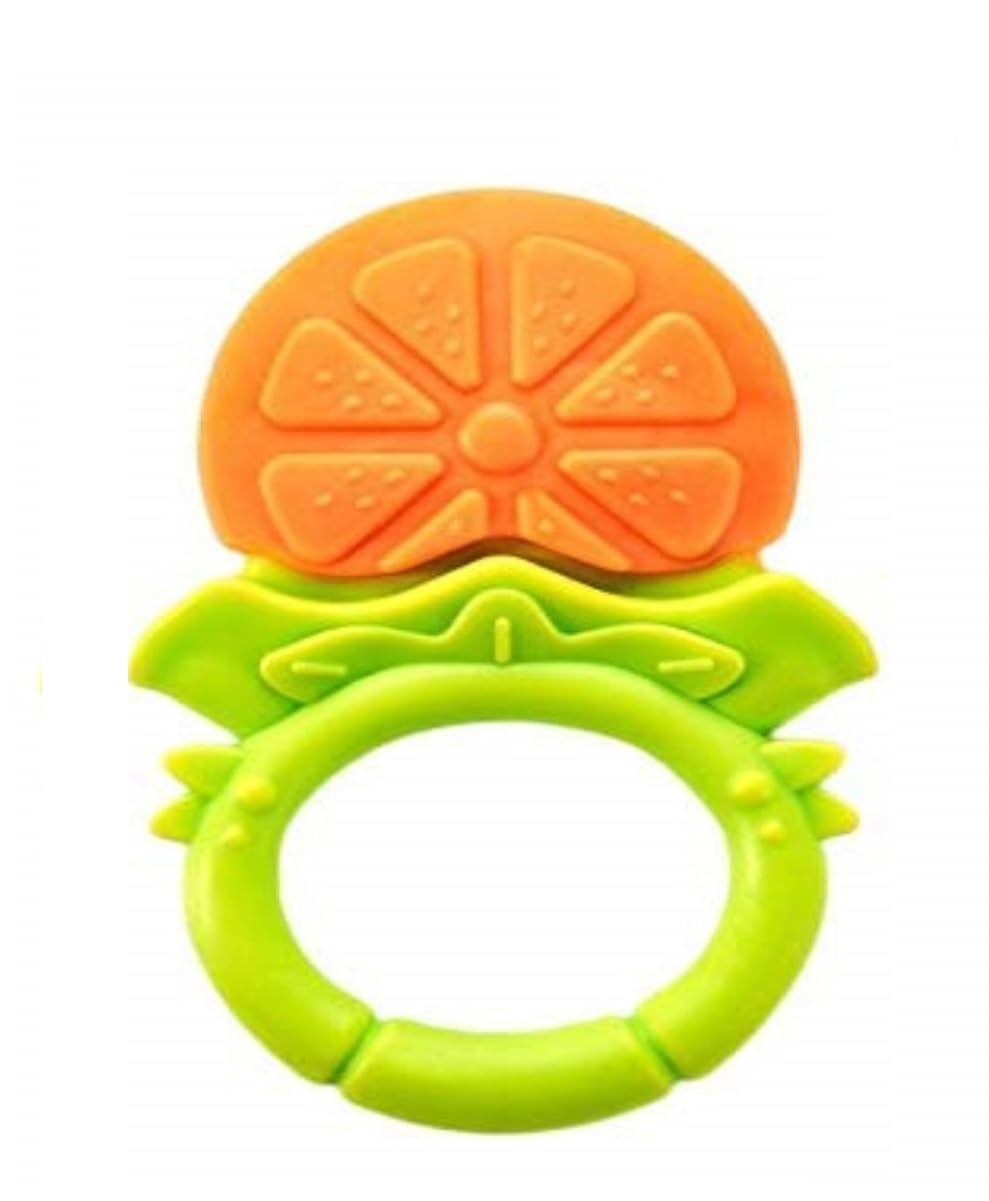Joy Buzz Fruit Teether & Teether Combo - BPA-Free Silicone Baby Teething Toys for 0-12 Months | Soft & Safe Infant Gum Massagers | Yellow & Red | Perfect for Soothing Sore Gums at Home or On-the-Go