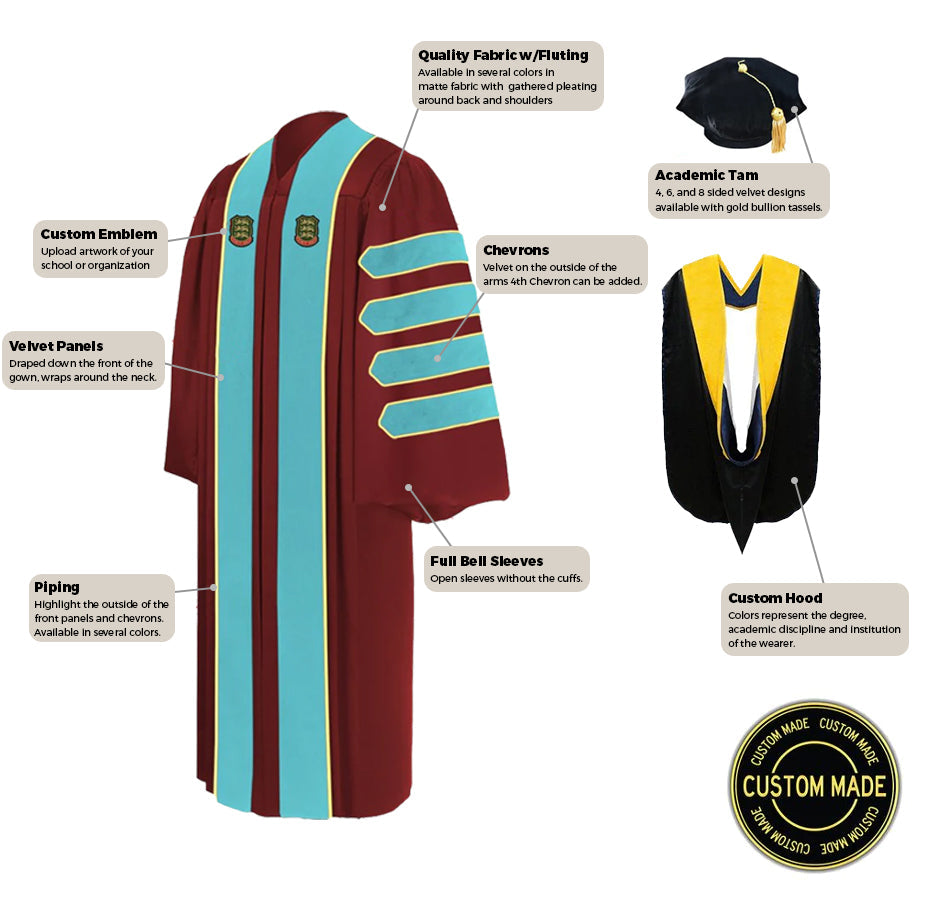 Custom Cal Poly San Luis Obispo Graduation Gown & Cap Set - Official Faculty Regalia for Academic Ceremonies & Commencement Events