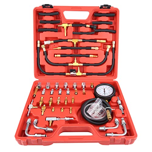 Akozon Universal Fuel Pressure Gauge Tester Kit 0-140PSI for Petrol/Diesel Engines - Automotive Fuel Injector & Injection Pump Pressure Testing Tool | Perfect for Mechanics, DIY Car Repair & Engine Diagnostics