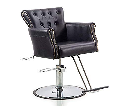 Professional Barber Chair for Salon - Heavy Duty Styling Chair with Adjustable Height & Reclining Back, Black - Perfect for Haircuts, Styling & Beauty Services