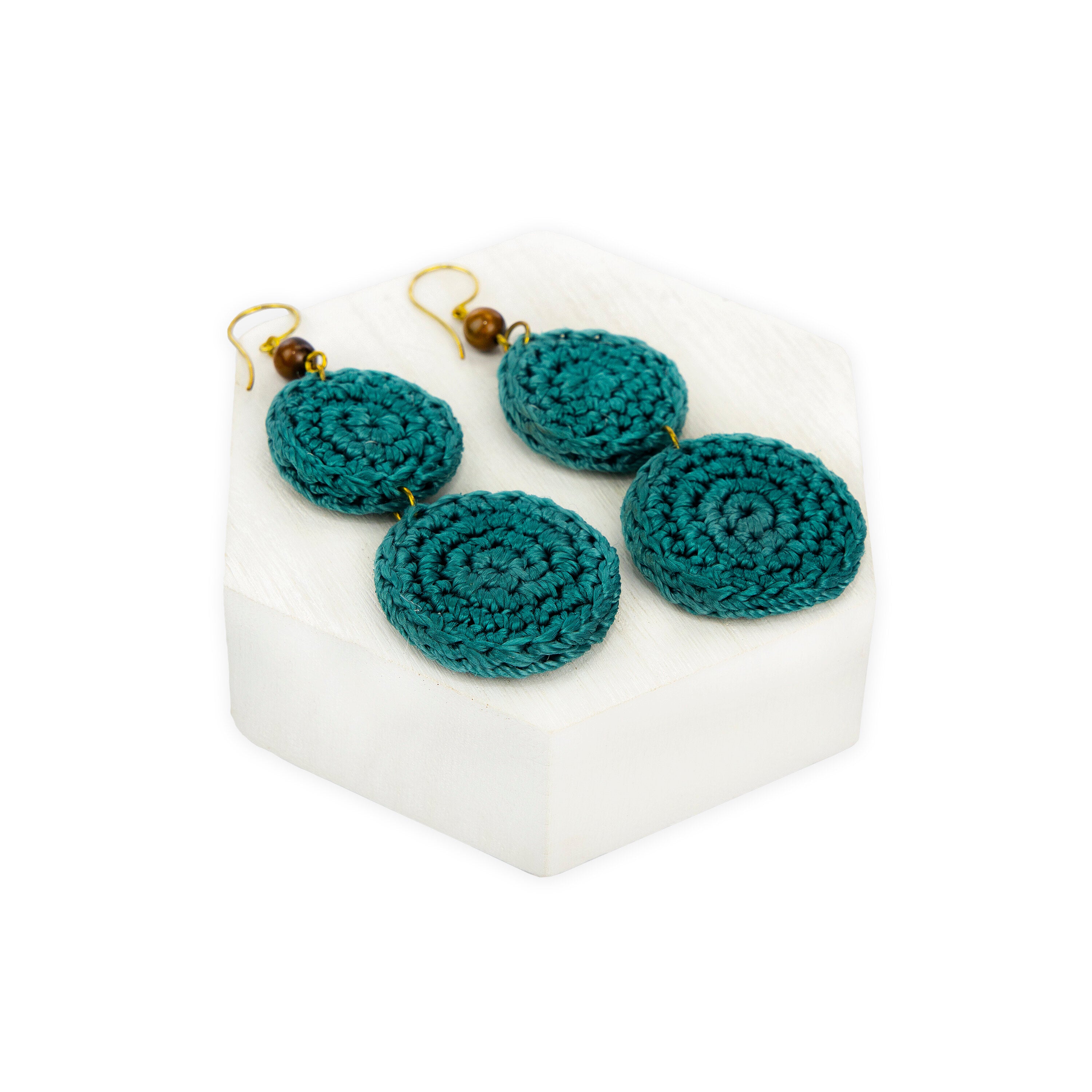 Elegant Jasper Double Disc Earrings for Women - Boho Chic Dangle Jewelry for Casual & Party Wear