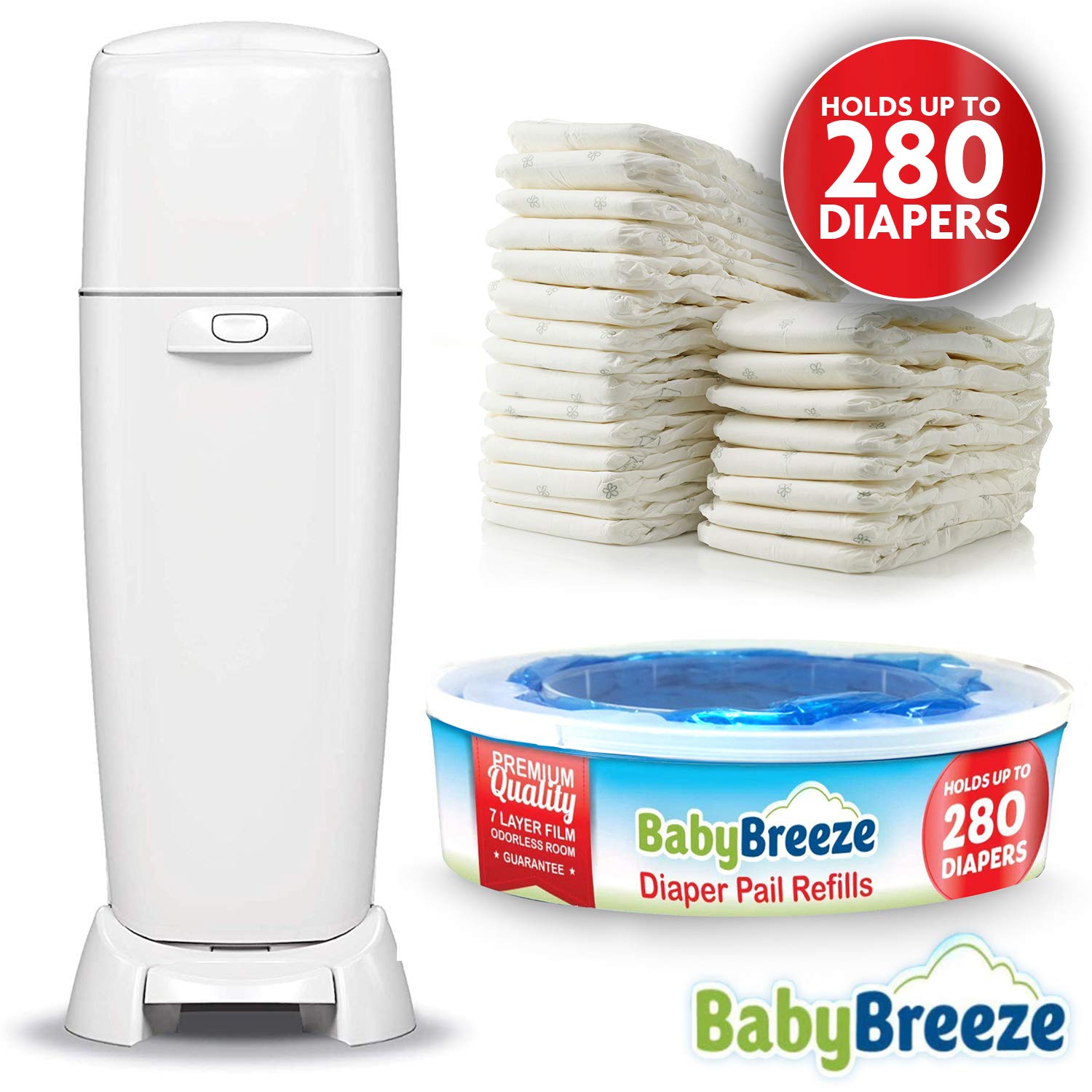 Playtex Diaper Genie Compatible Refill Bags - 1120 Count (4 Pack) | Odor Absorbing Baby Diaper Disposal Trash Bags | Perfect for Nursery, Daycare & Home Use