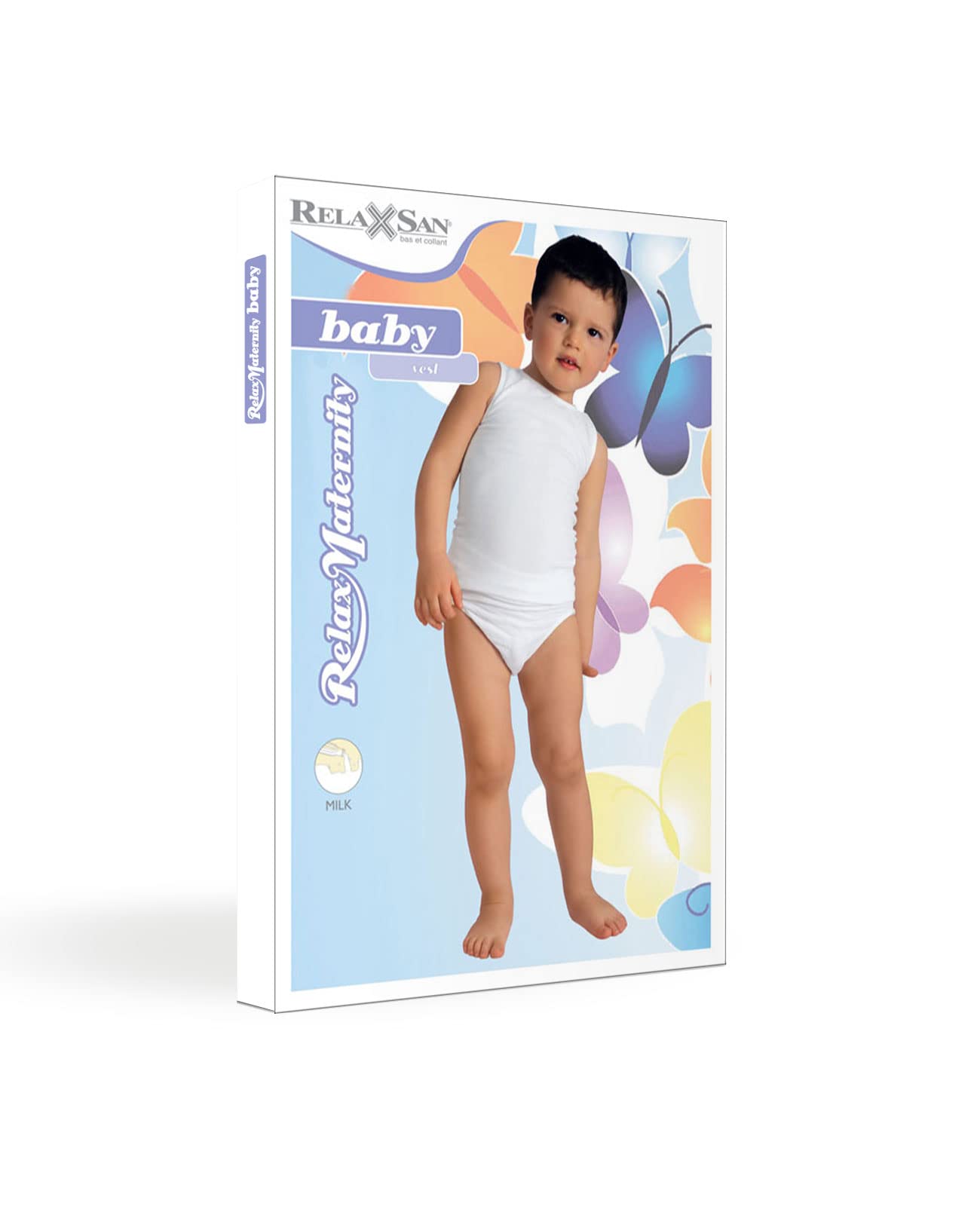 RelaxMaternity Baby 5941 Soft Milk Fiber Vest for Boys & Girls (6-36 Months) | 100% Italian-Made Organic Cotton Infant Bodysuit | Perfect for Nursery, Playtime & Everyday Comfort
