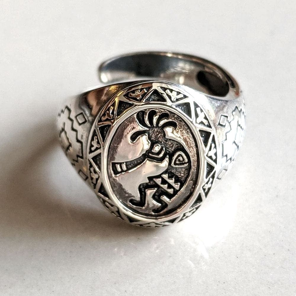 Kokopelli Sterling Silver Ring for Women - Handmade Native American Jewelry - Perfect for Boho, Hippie & Festival Fashion