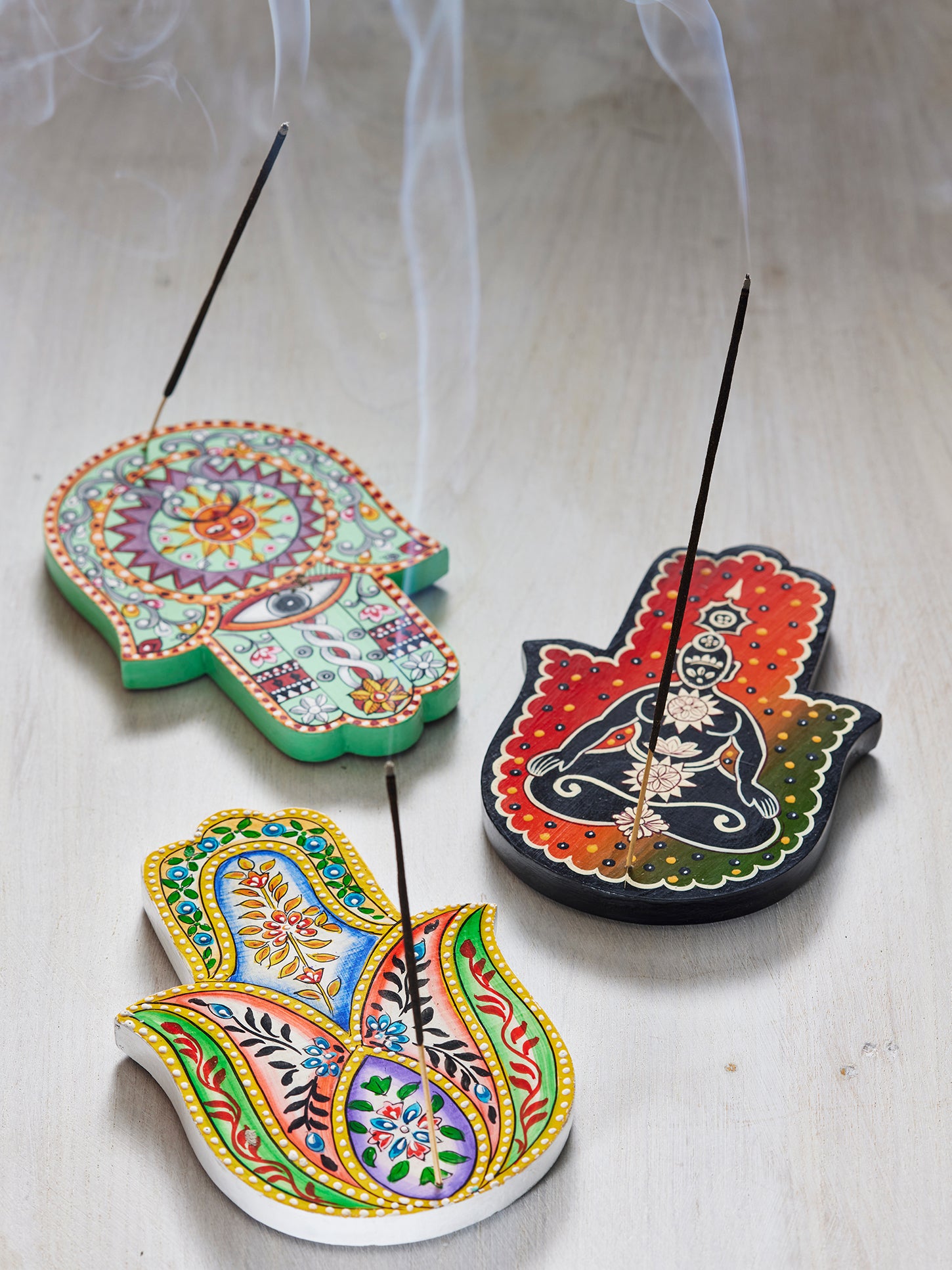 Namaste Mandala Incense Burner with Hamsa Design - Handmade Ceramic Aromatherapy Diffuser for Meditation, Yoga & Home Decor | Perfect for Spiritual Healing & Relaxation Spaces