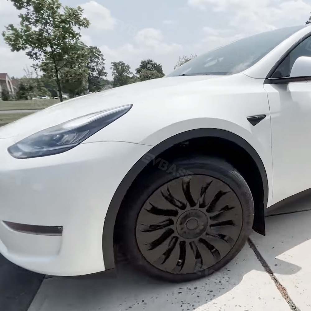 4PCS Tesla Model Y Wheel Caps - Überturbine Style 19-Inch Gemini Wheel Covers in Matte Black | Perfect for Model Y 2020-2023 | Enhance Style & Protect Wheels from Scratches