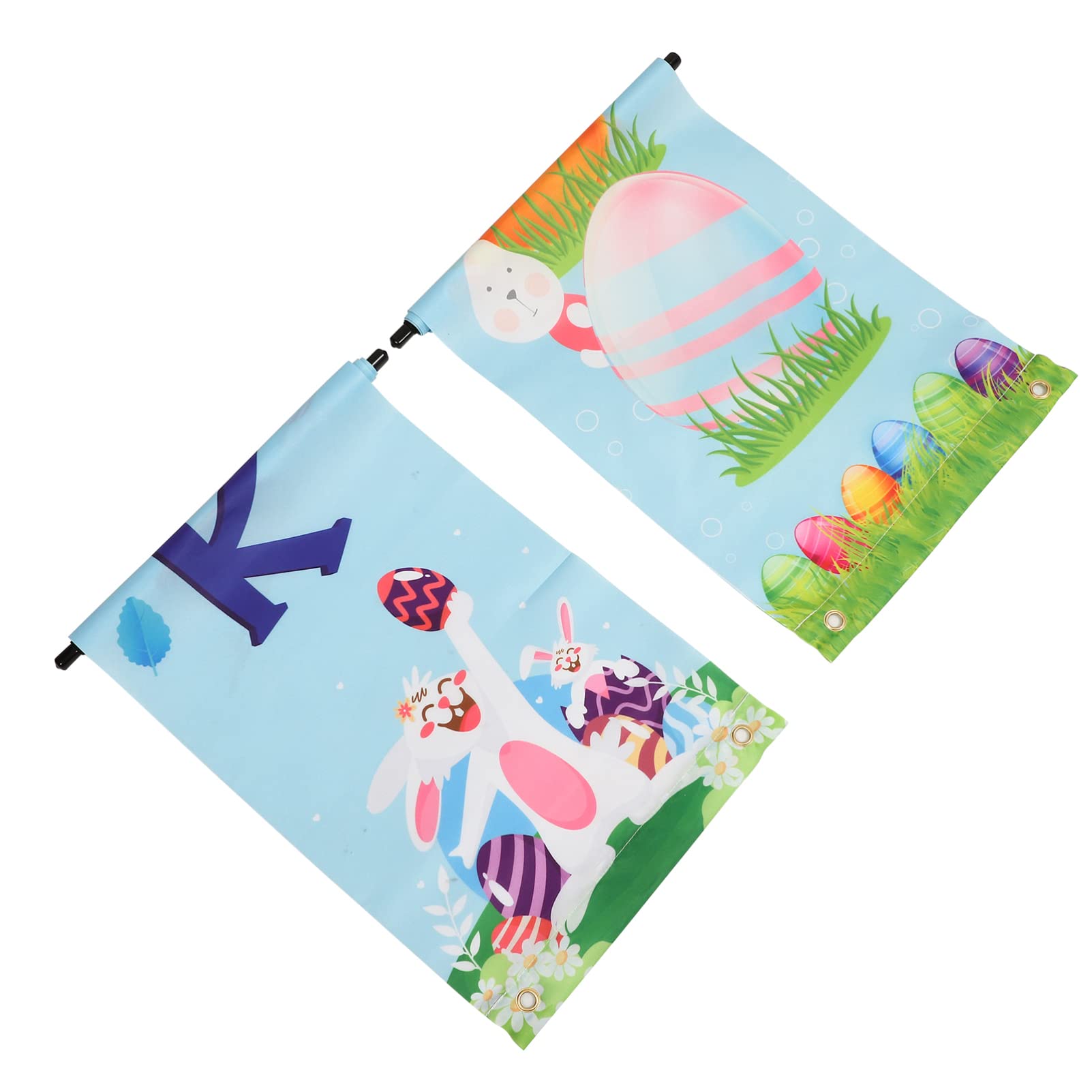 Happy Easter Porch Sign Decorations - 1 Pair Welcome Easter Hanging Banners & Door Posters for Spring - Indoor/Outdoor Wall & Front Door Decor - Perfect for Easter Home Decor, Party Supplies & Seasonal Front Porch Display