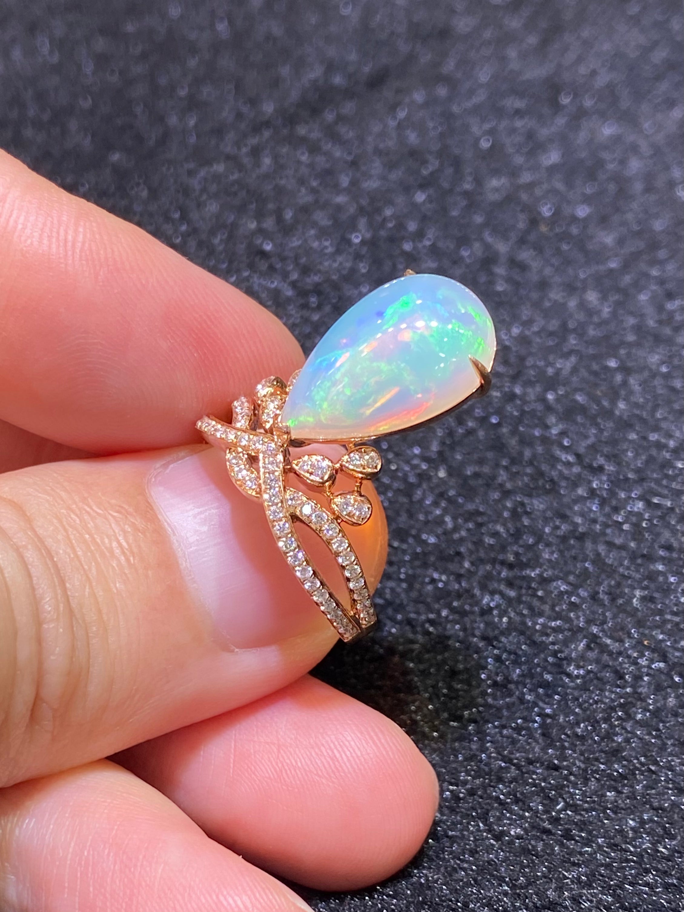 Natural Opal 3.35ct Sterling Silver Ring for Women - Elegant Birthstone Jewelry Gift for Anniversary, Engagement & Special Occasions