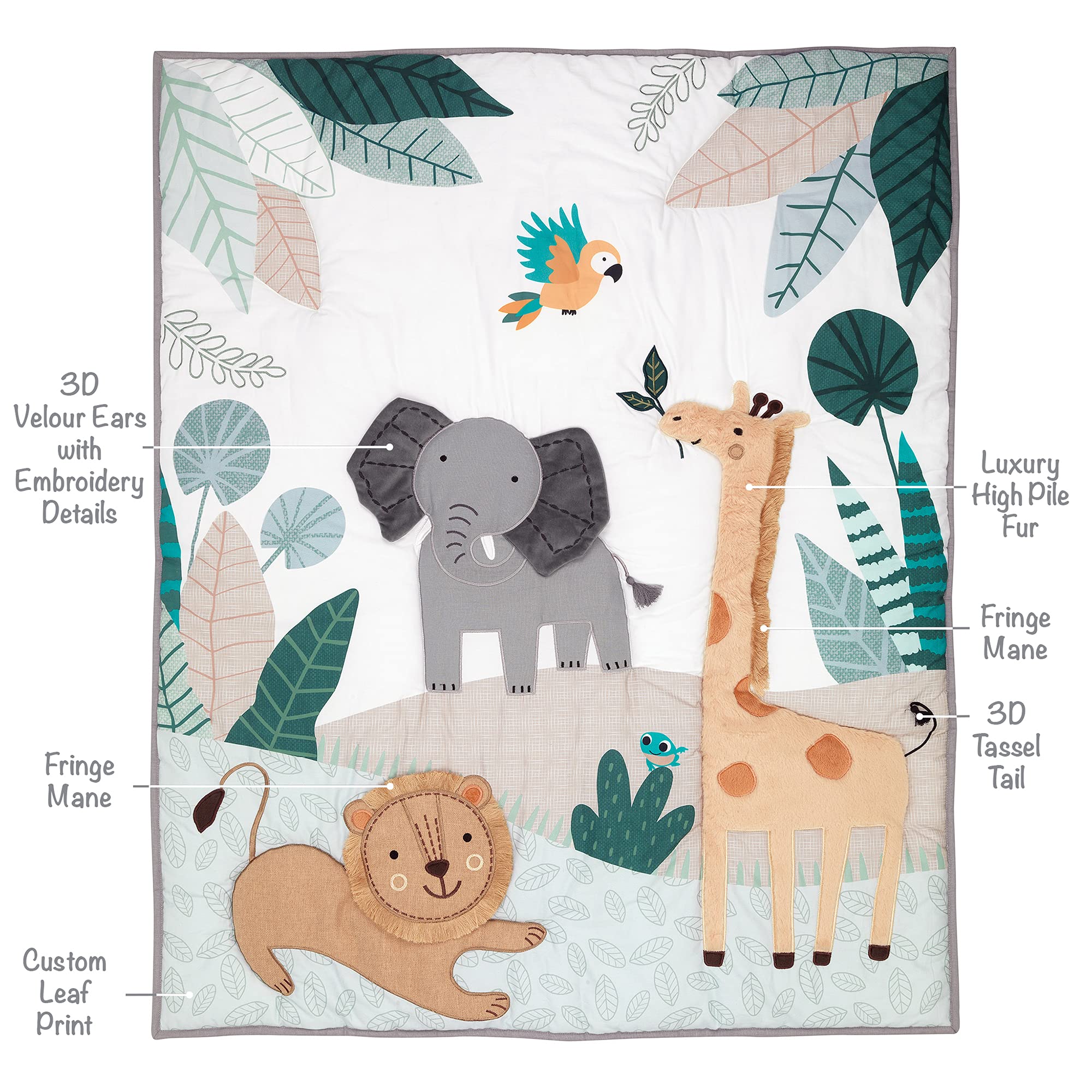 Lambs & Ivy Jungle Friends 5-Piece Safari Animals Nursery Baby Crib Bedding Set - Soft & Cozy Crib Sheets, Bumper, Skirt for Boys & Girls - Perfect for Jungle Theme Nursery Decor & Baby Shower Gifts