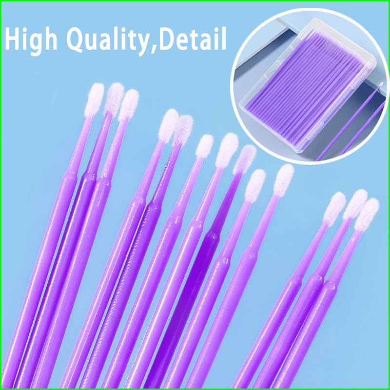 100 Pcs Fine Tip Touch Up Paint Brushes - 1.5mm Purple Micro Brushes for Automotive Paint Chip Repair, Nail Art, Model Painting & Precision Detailing | Perfect for Car Scratch Fix, Crafts & Miniature Projects