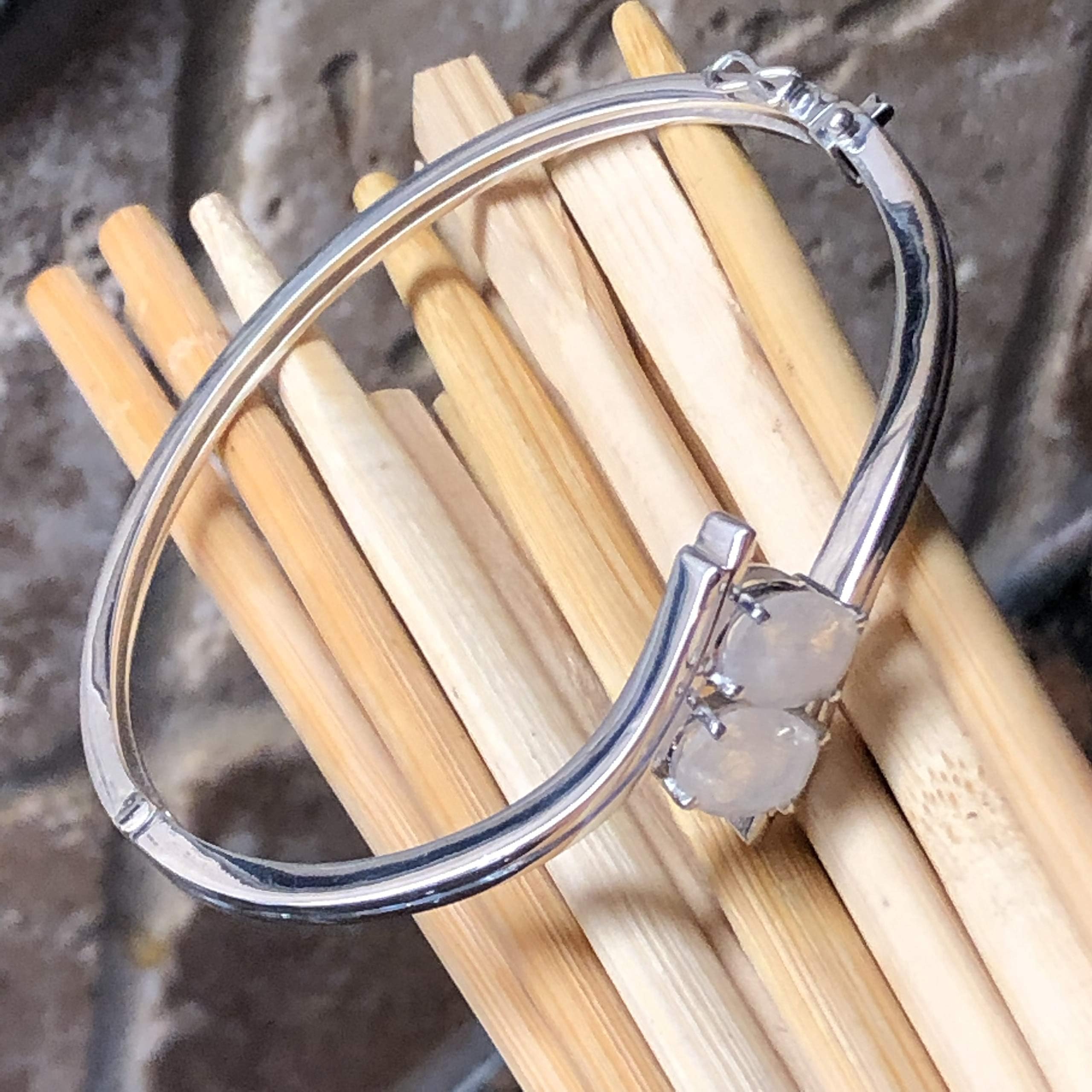 Natural Rainbow Moonstone 925 Sterling Silver Cuff Bracelet for Women - Elegant Boho Jewelry for Everyday Wear & Special Occasions