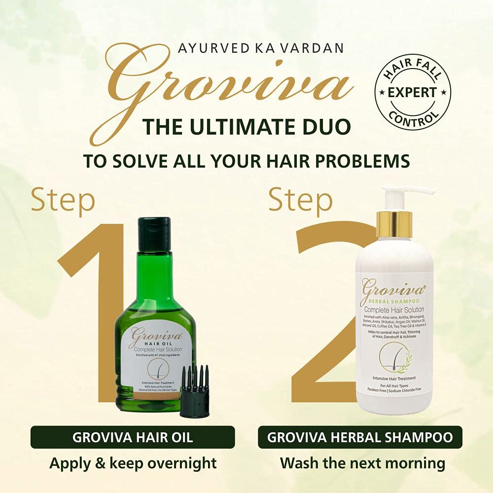 Groviva Hair Growth Oil 100ml - Natural Hair Treatment for Hair Loss, Dandruff & Thicker Hair | Nourishing Scalp Care with Argan & Coconut Oils | Perfect for Daily Hair Care Routine & Styling (1 Pack)