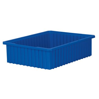 4-Pack Stackable Grid Dividable Storage Boxes - Blue | Organize Closet, Pantry, Office & Kids Toys | Durable Plastic Bins for Home Organization